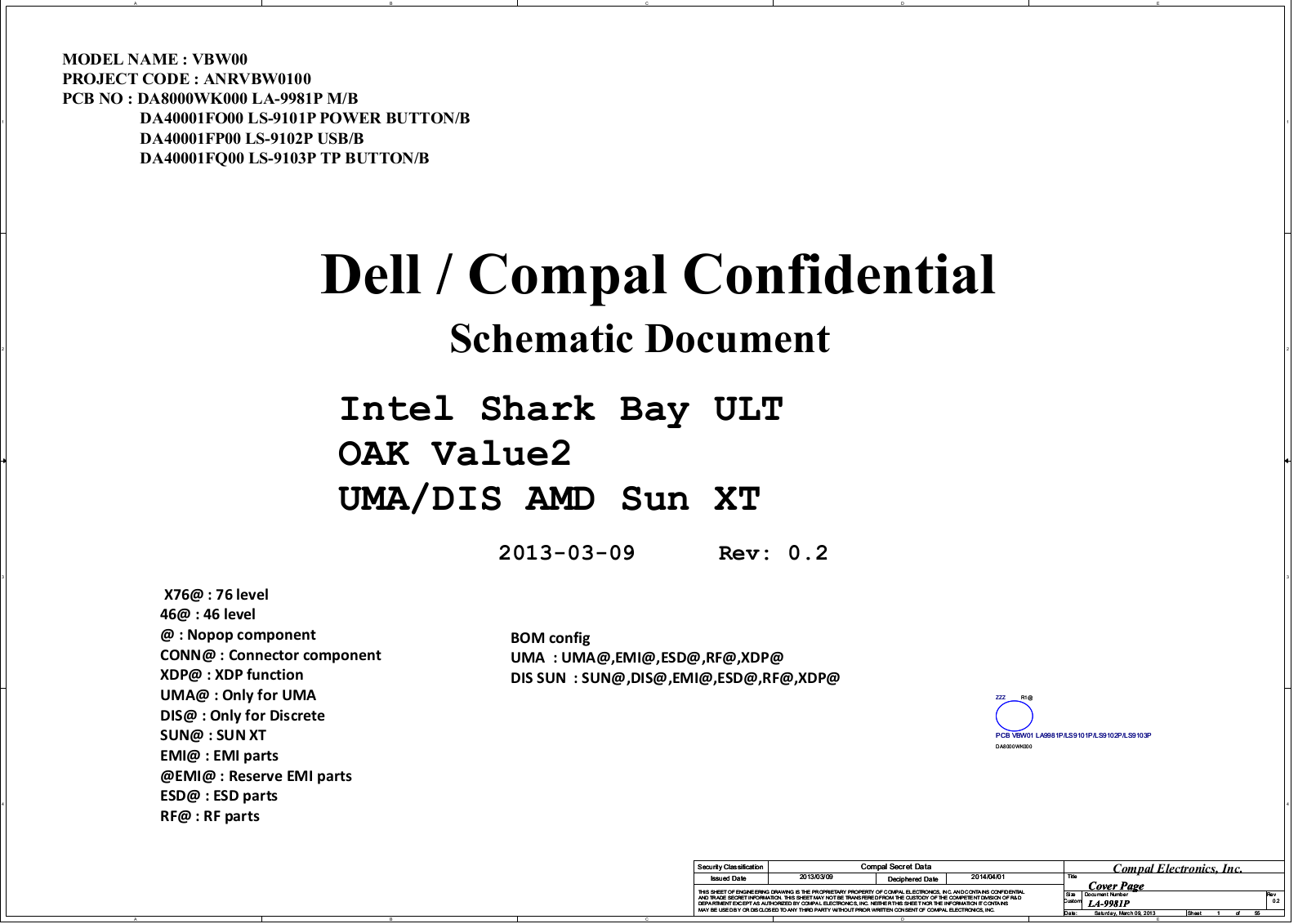 Compal LA-9981P VBW00, Inspiron 15 3537, Inspiron 15R 5537 Schematic