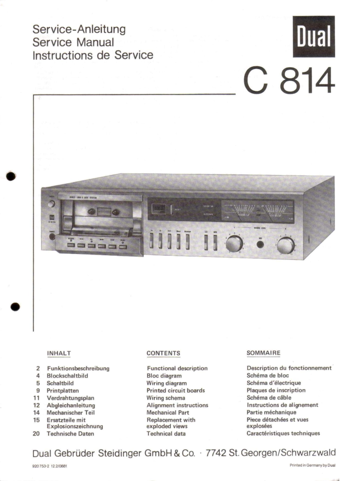 Dual C-814 Service manual