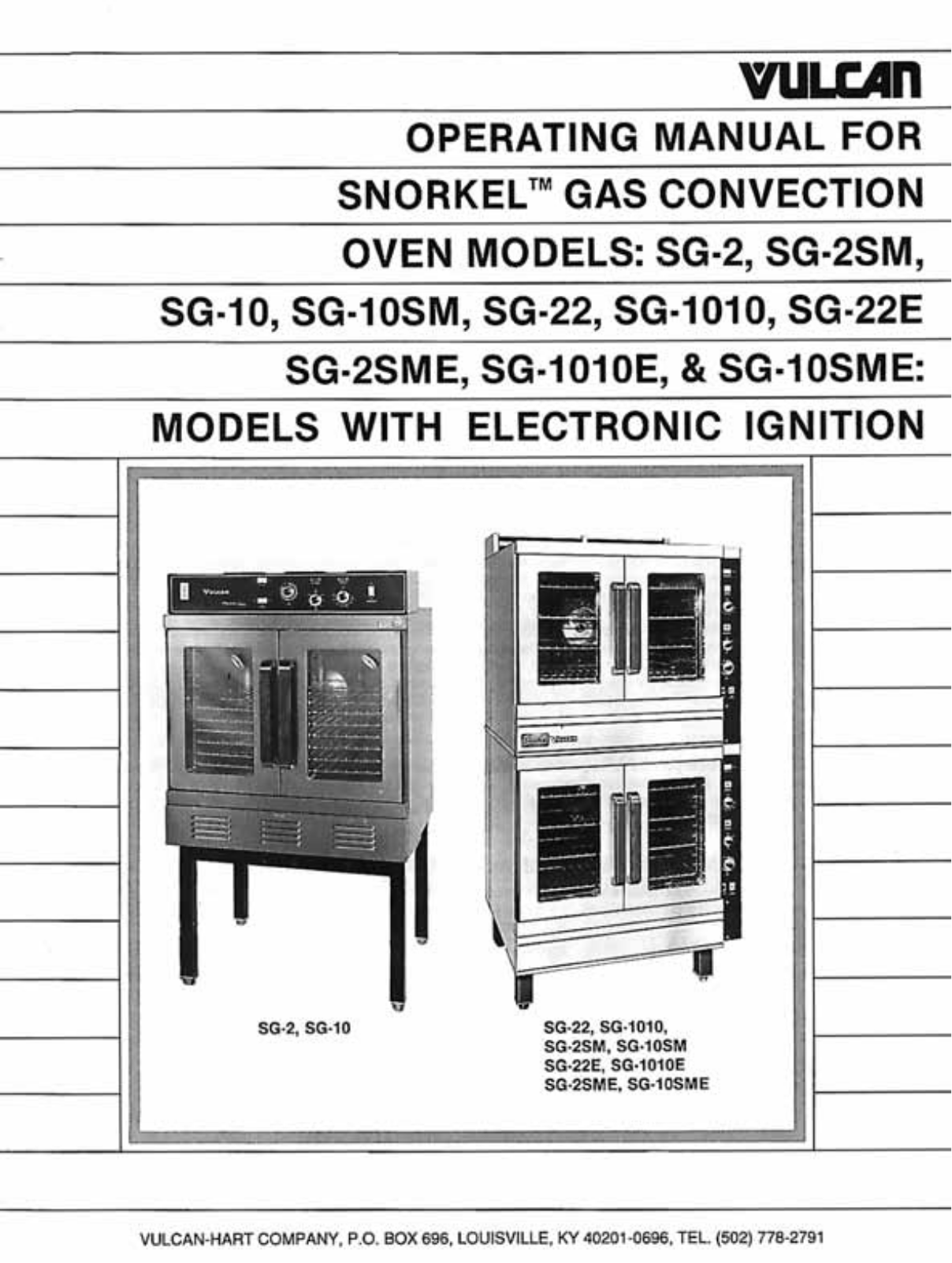 Vulcan SG-10 Installation Manual