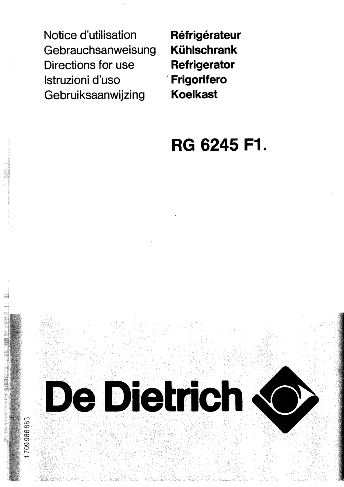 De dietrich RG6245F1 User Manual