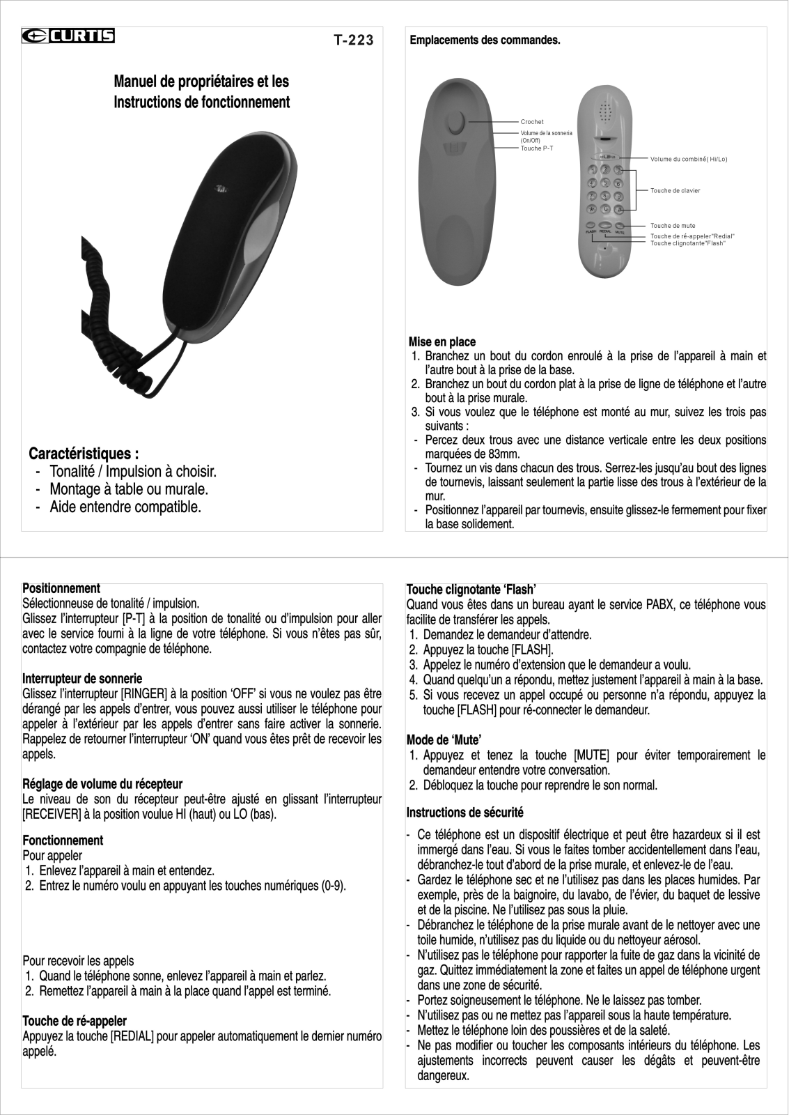 CURTIS T223 User Manual