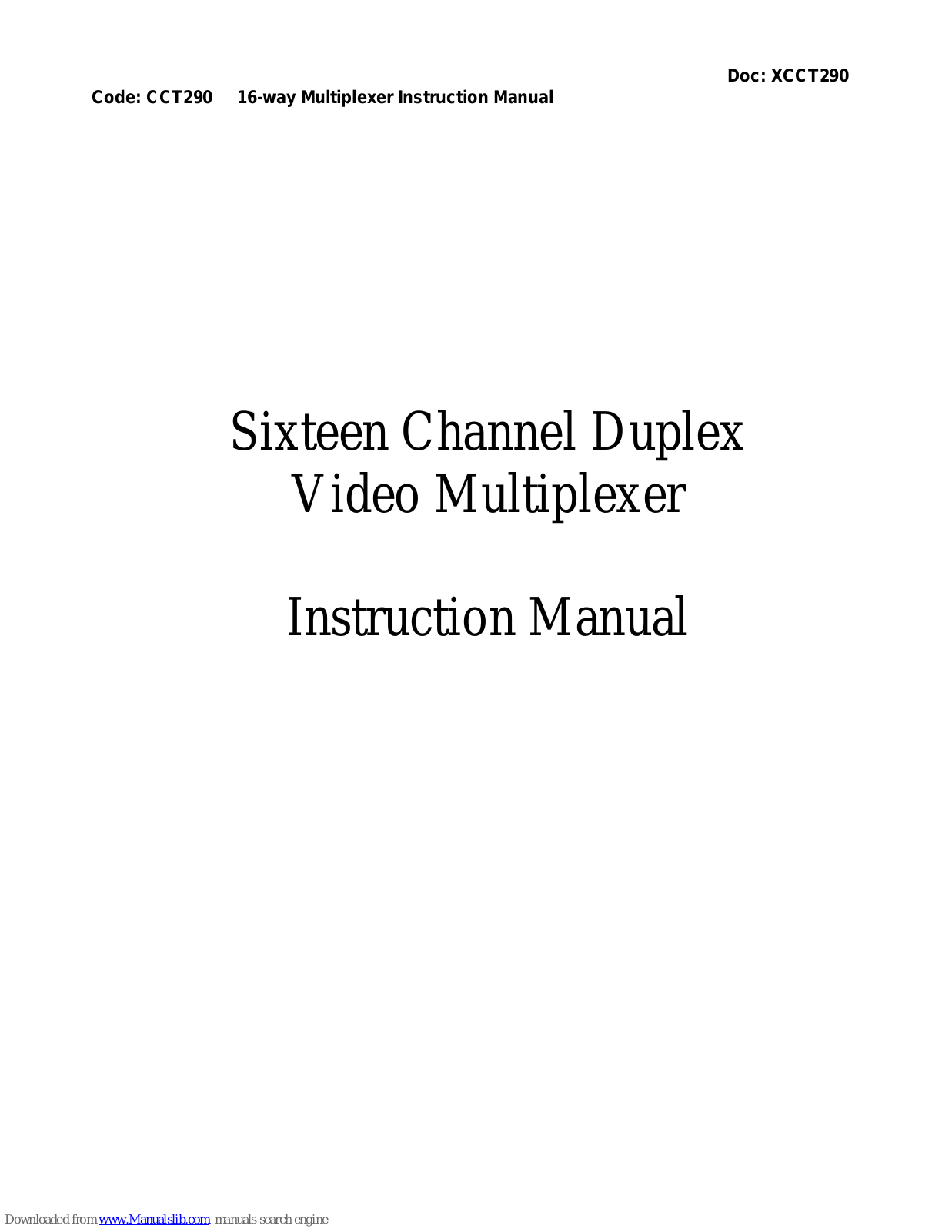 System Q CCT290 Instruction Manual