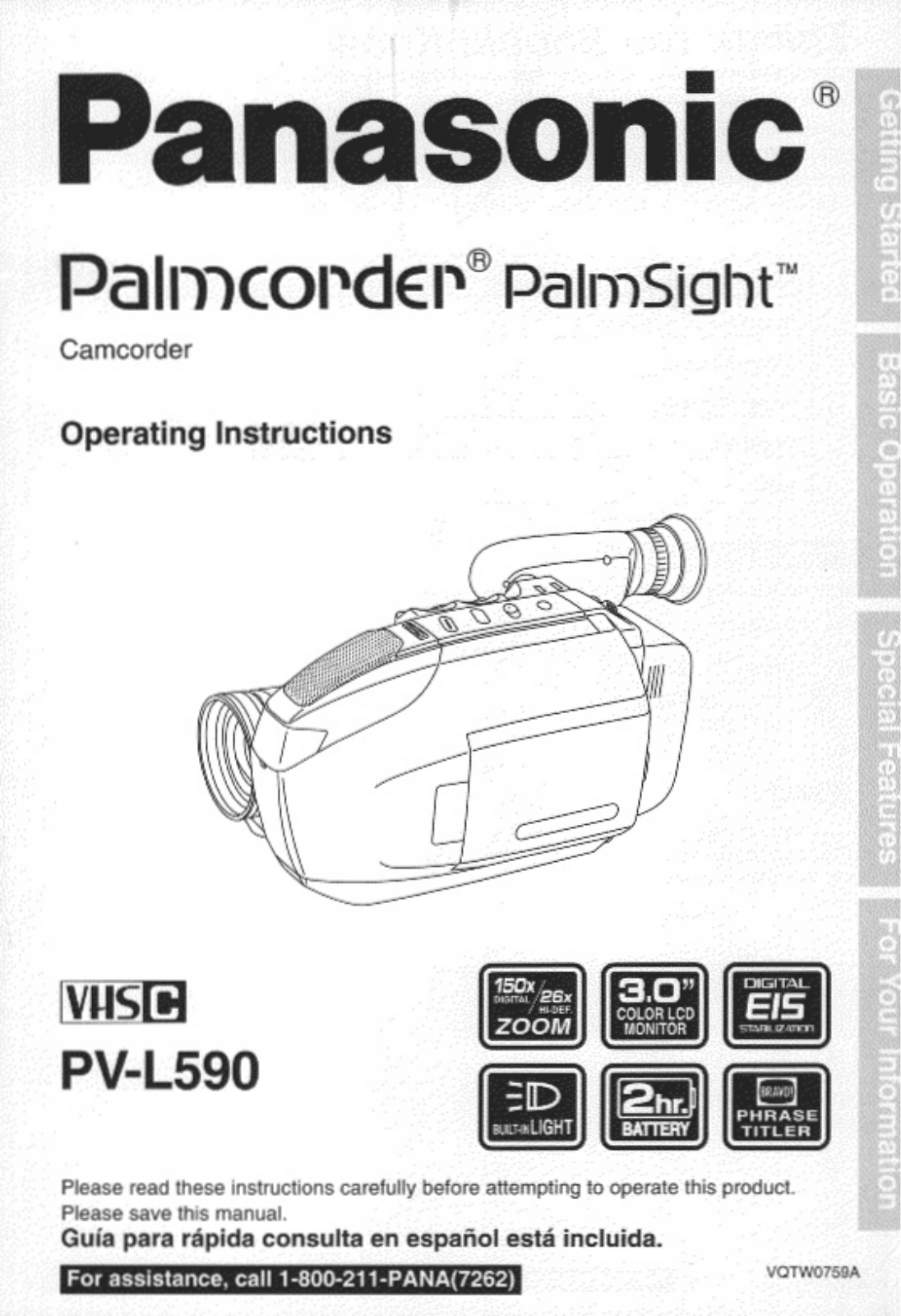 Panasonic PV-L590D, PV-L590 User Manual