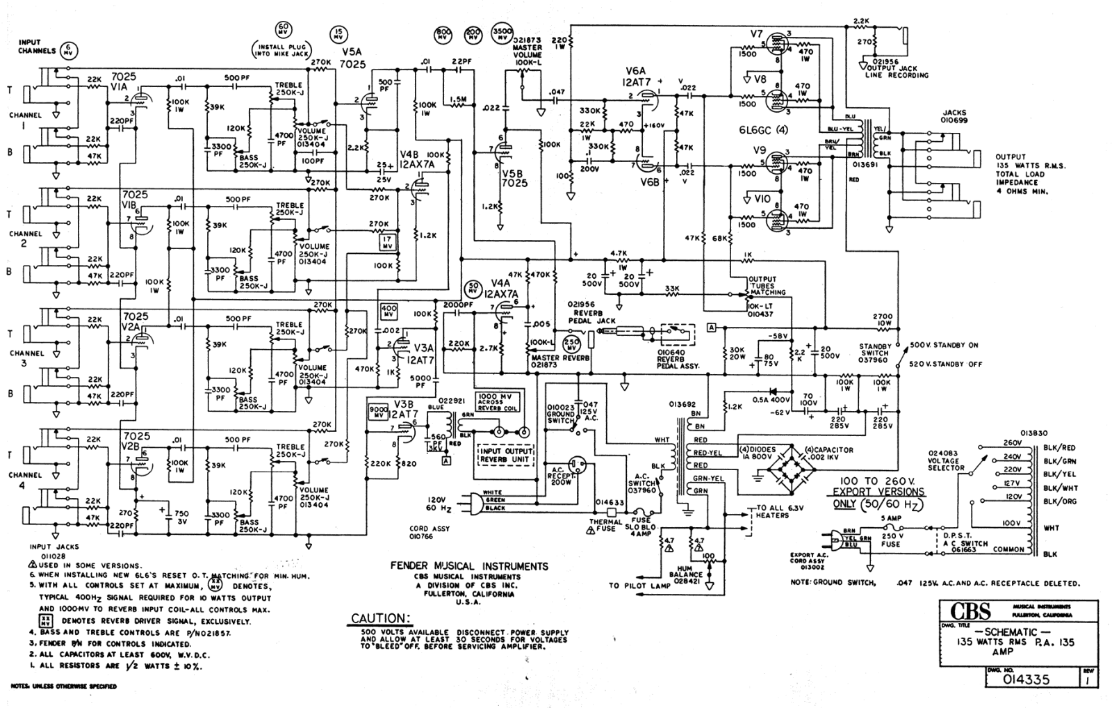 Fender PA-135 Schematic