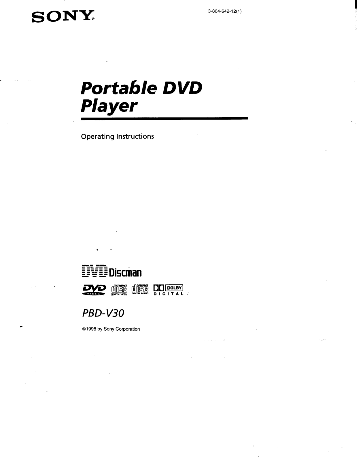 Sony PBD-V30 Operating Manual