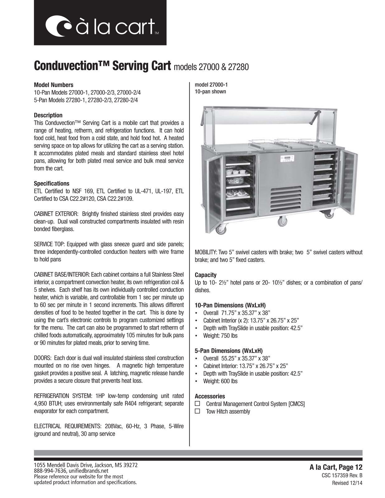 A la Cart 27000-1 User Manual