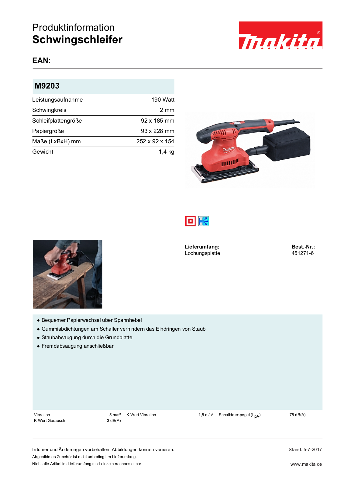 Makita M9203 Service Manual