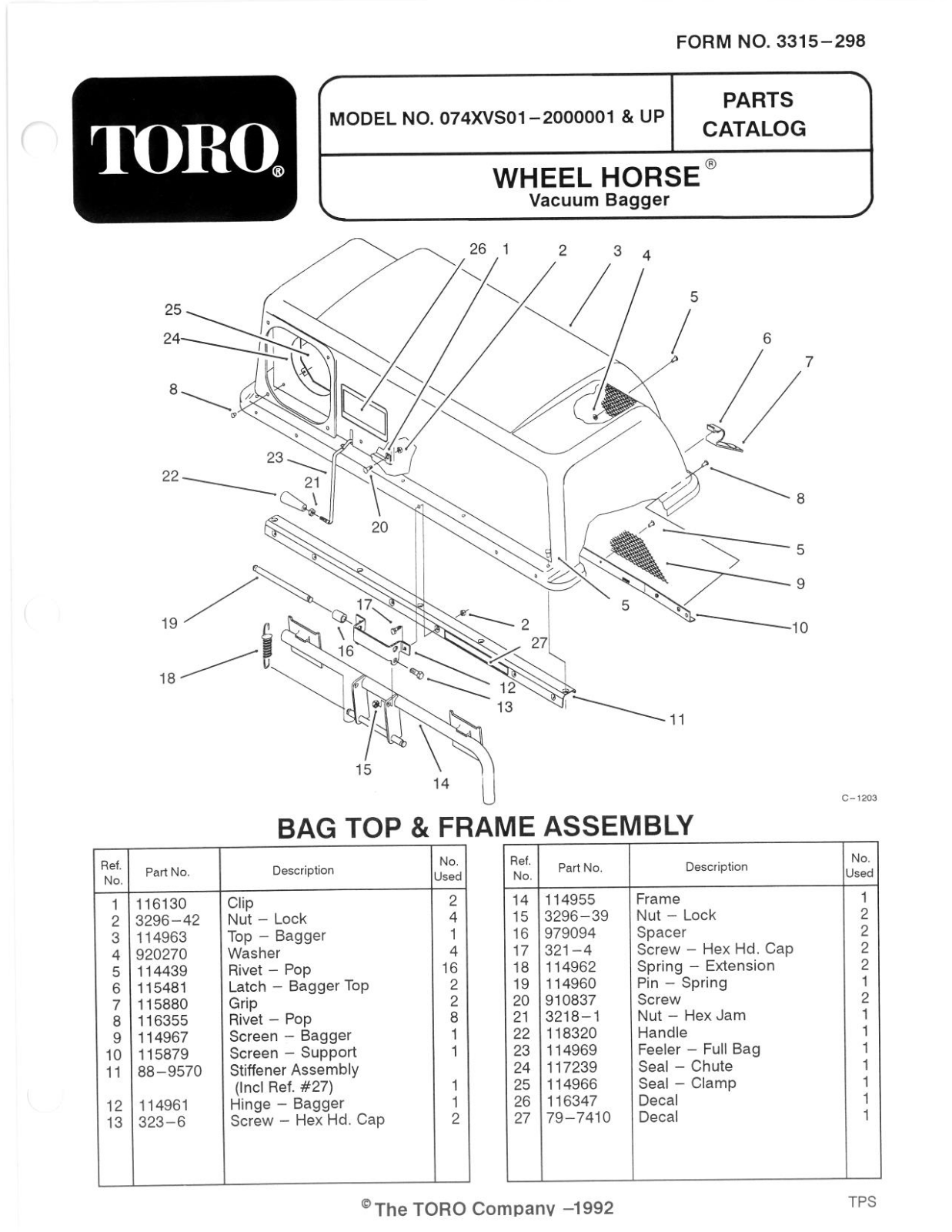 Toro 07-4XVS01 Parts Catalogue