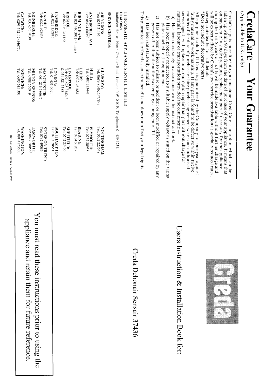 Creda HB37436 User Manual