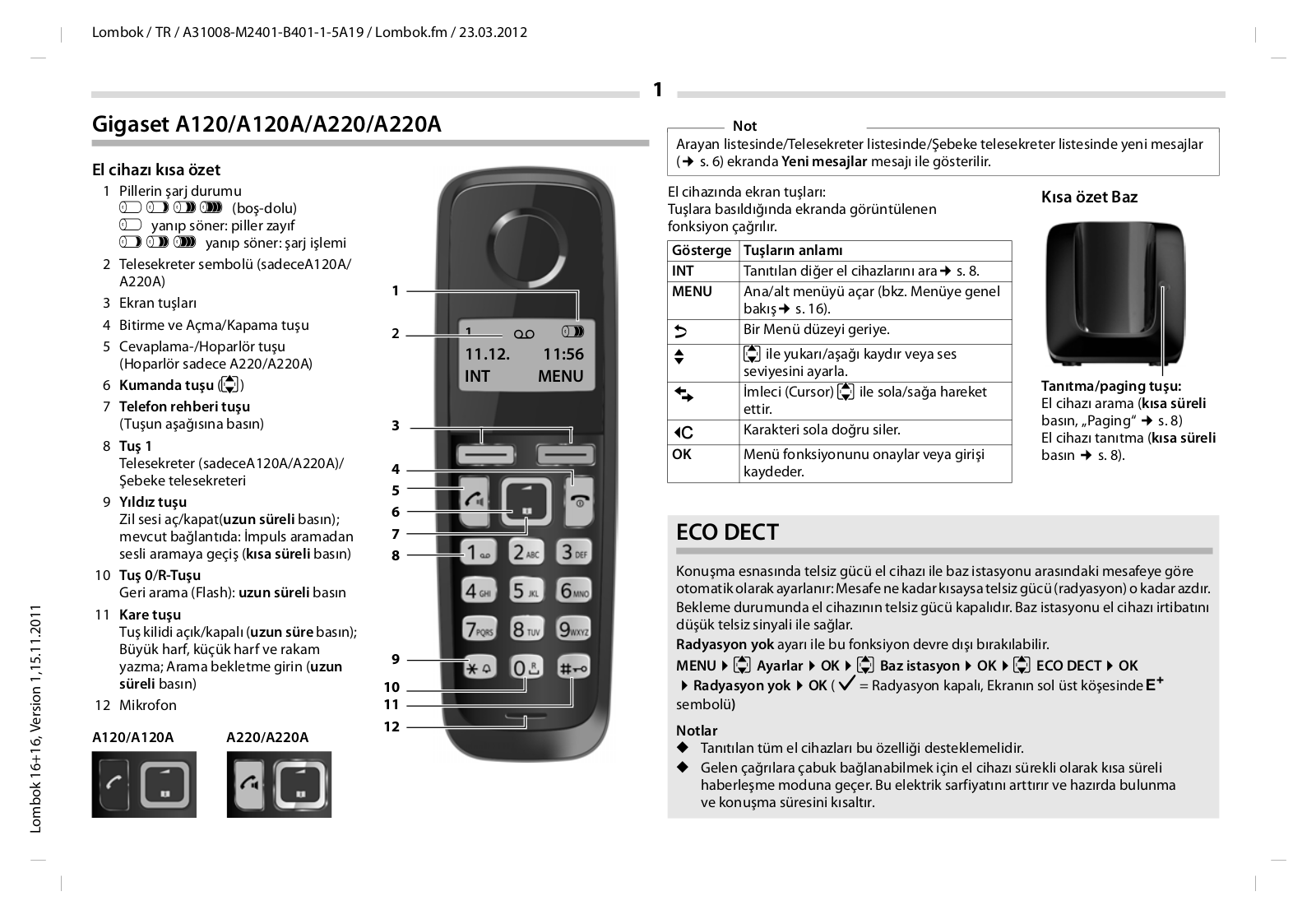 Siemens GIGASET A220A, GIGASET A120A, GIGASET A220, GIGASET A120 User Manual