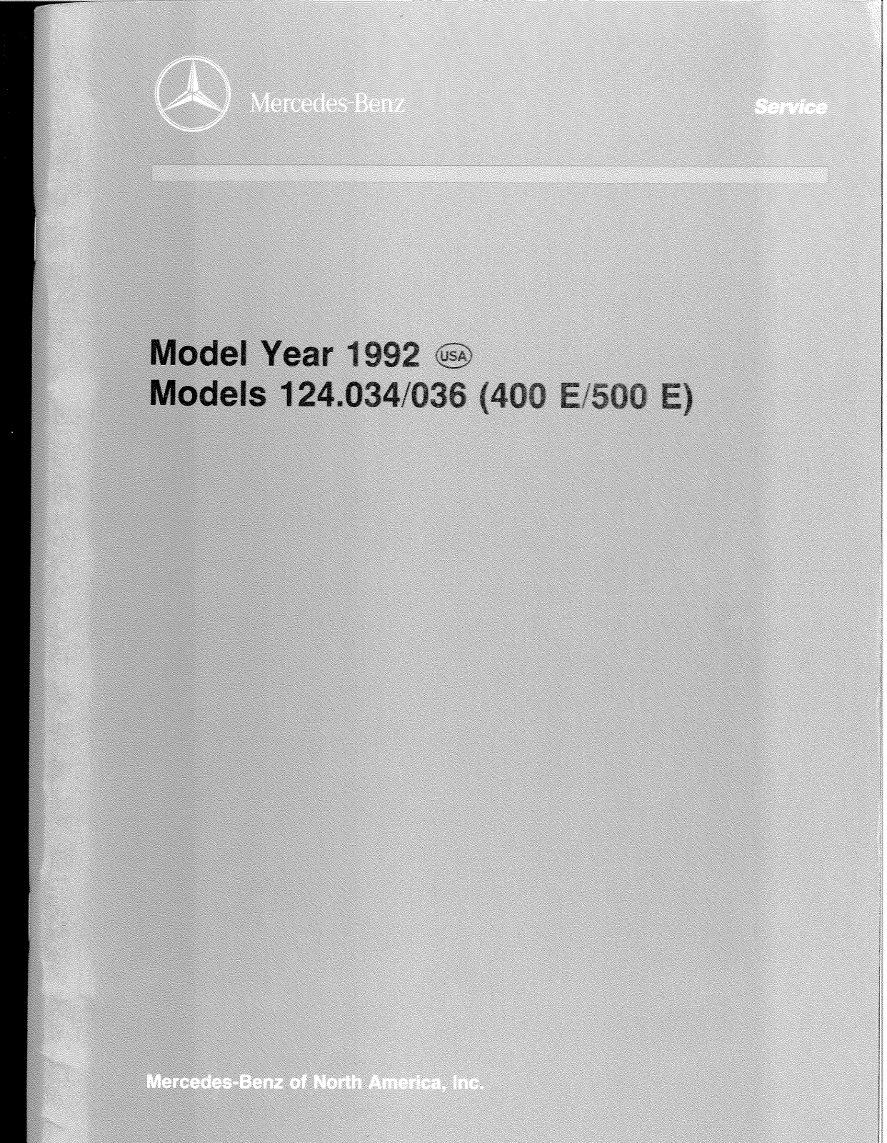 Mercedes E 400 1992 User Manual