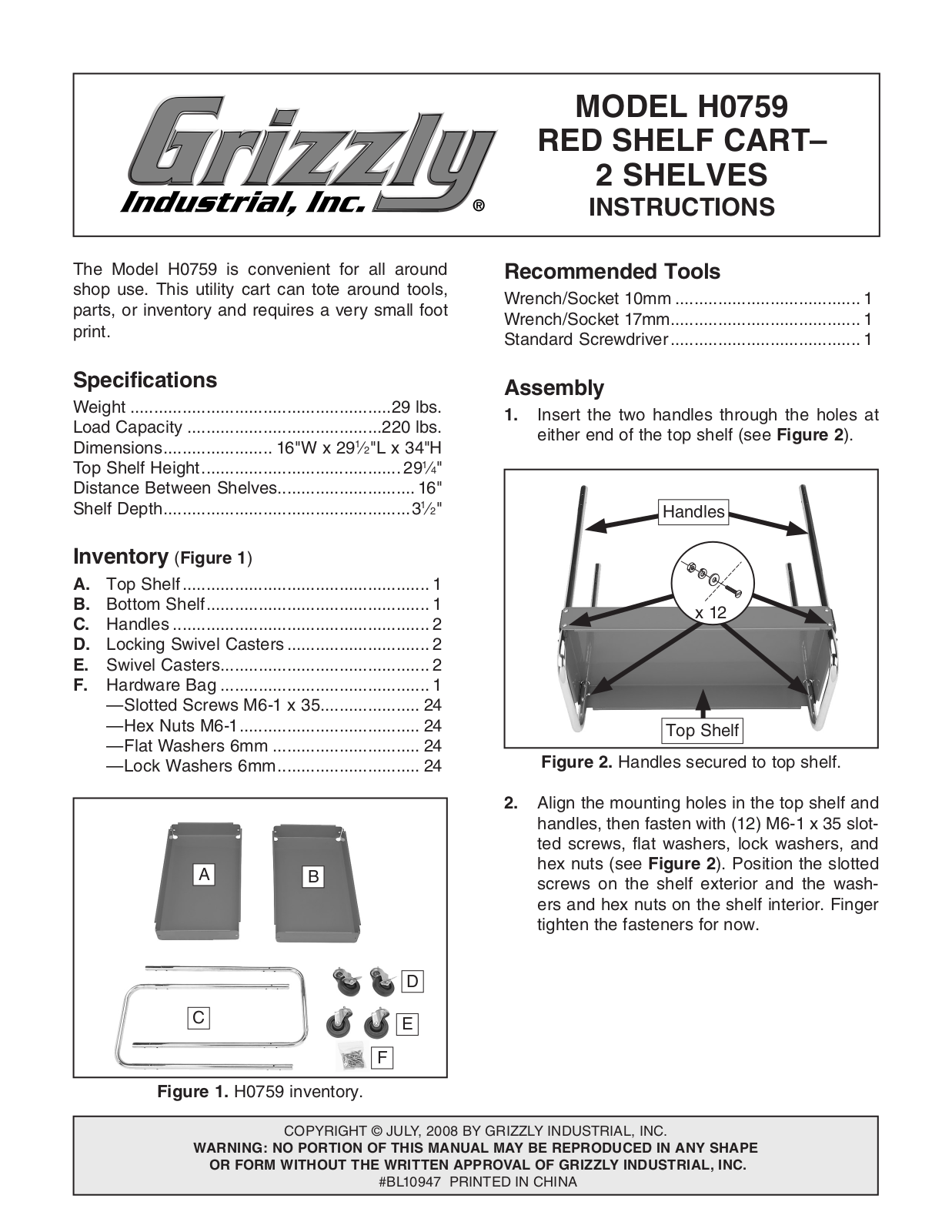 Grizzly H0759 User Manual