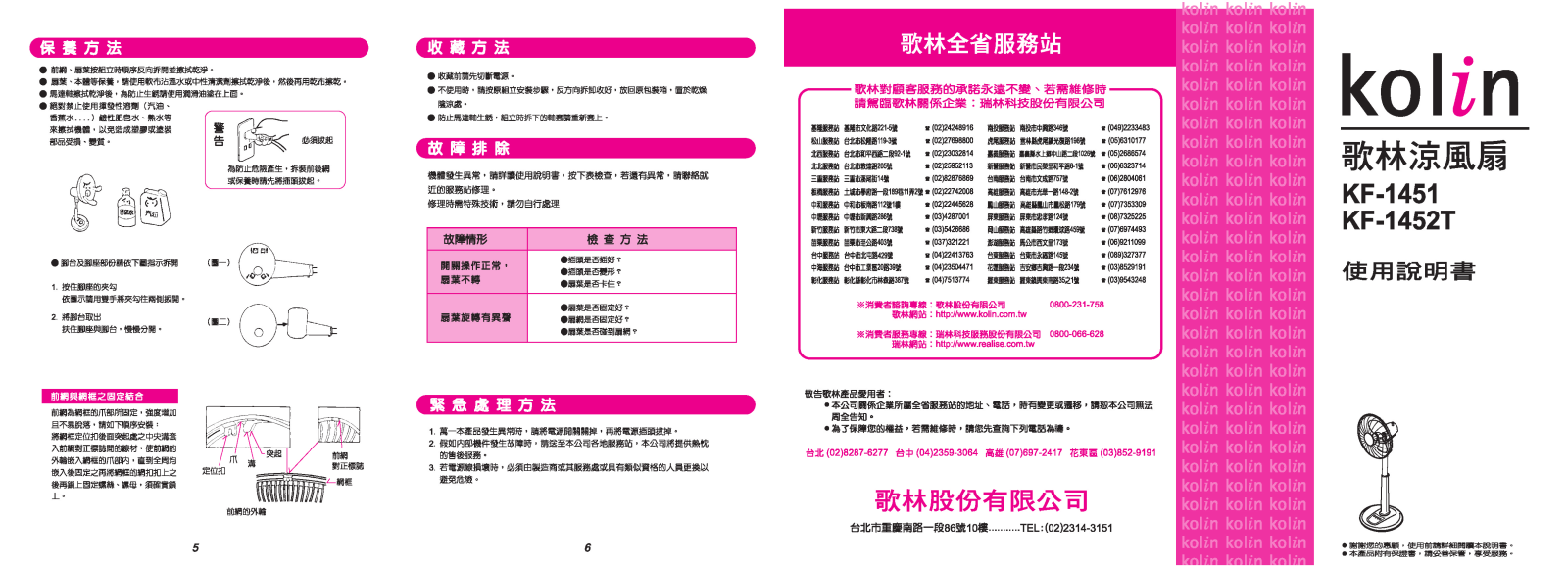 Kolin KF-1451, KF-1452T User Manual