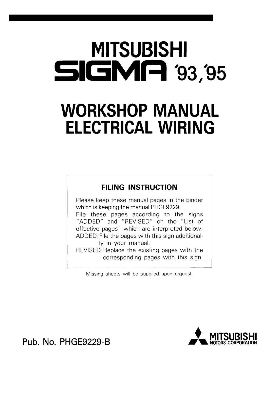 Mitsubishi Sigma 1993 1995 User Manual