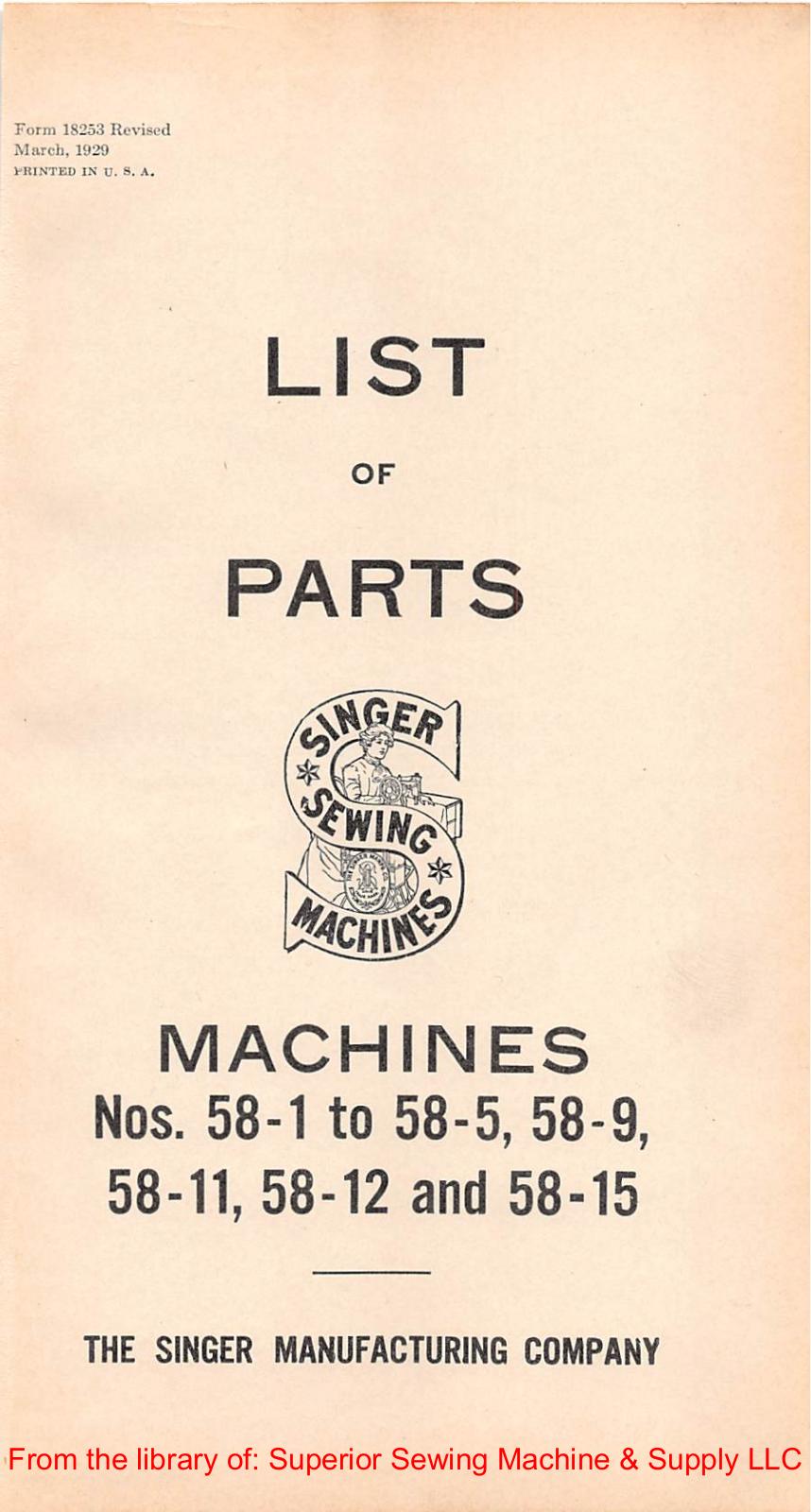 Singer 58-1, 58-2, 58-3, 58-4, 58-5 User Manual