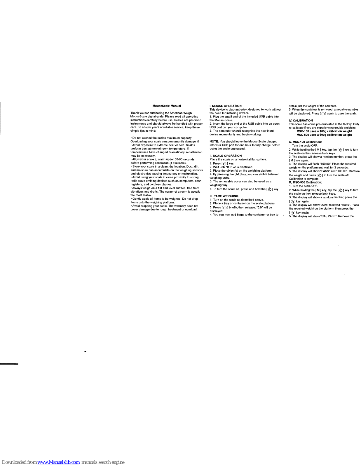 AWS MSC-100, MSC-500 User Manual - ManualMachine.com