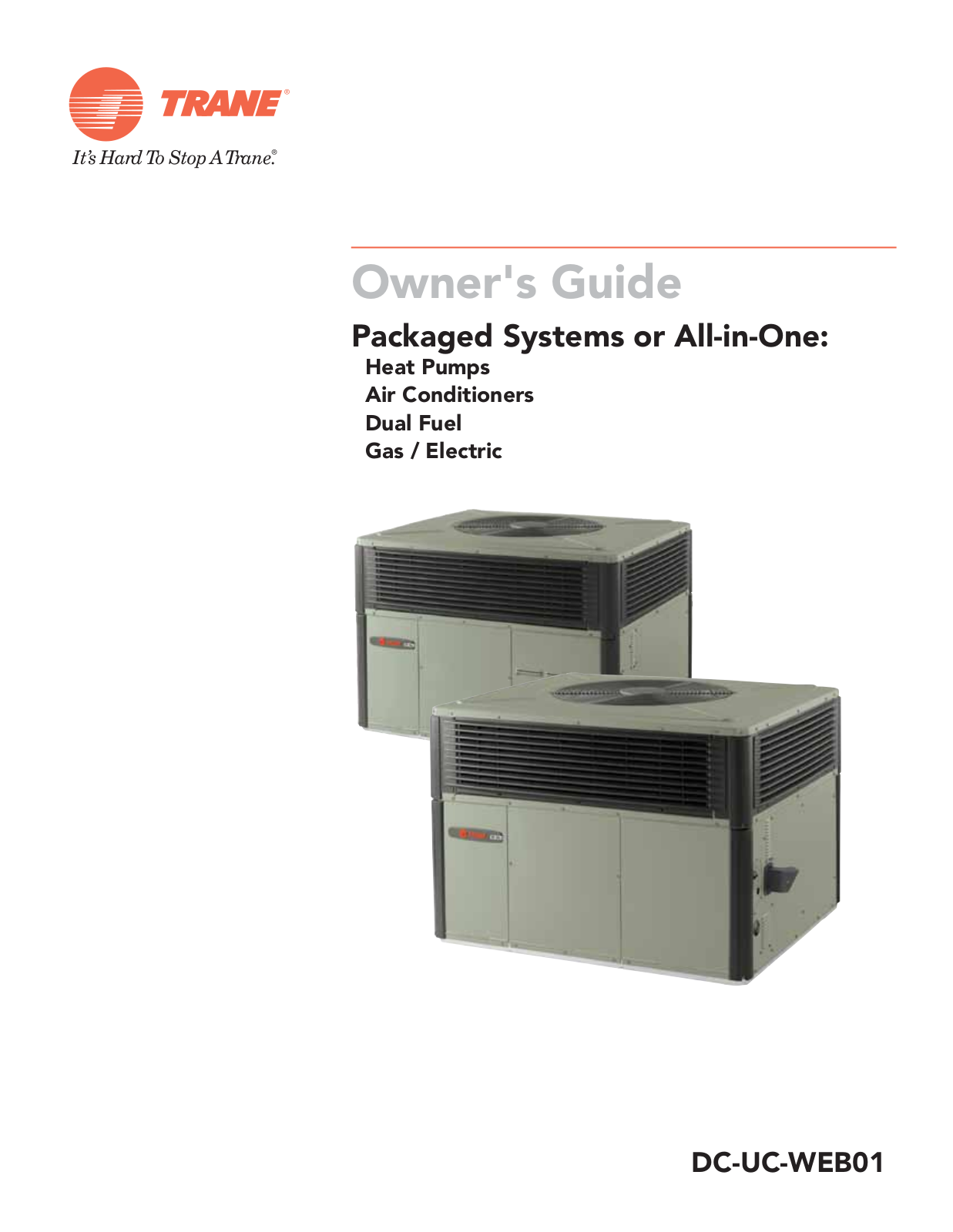 Trane DC-UC-WEB01, Packaged Systems or All-in-One User Manual