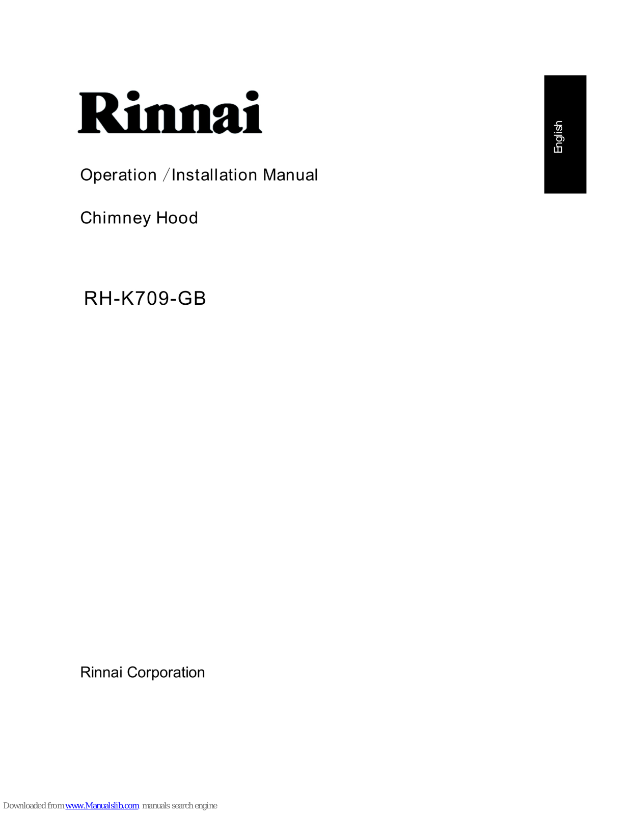 Rinnai RH-K709-GB Operation & Installation Instructions