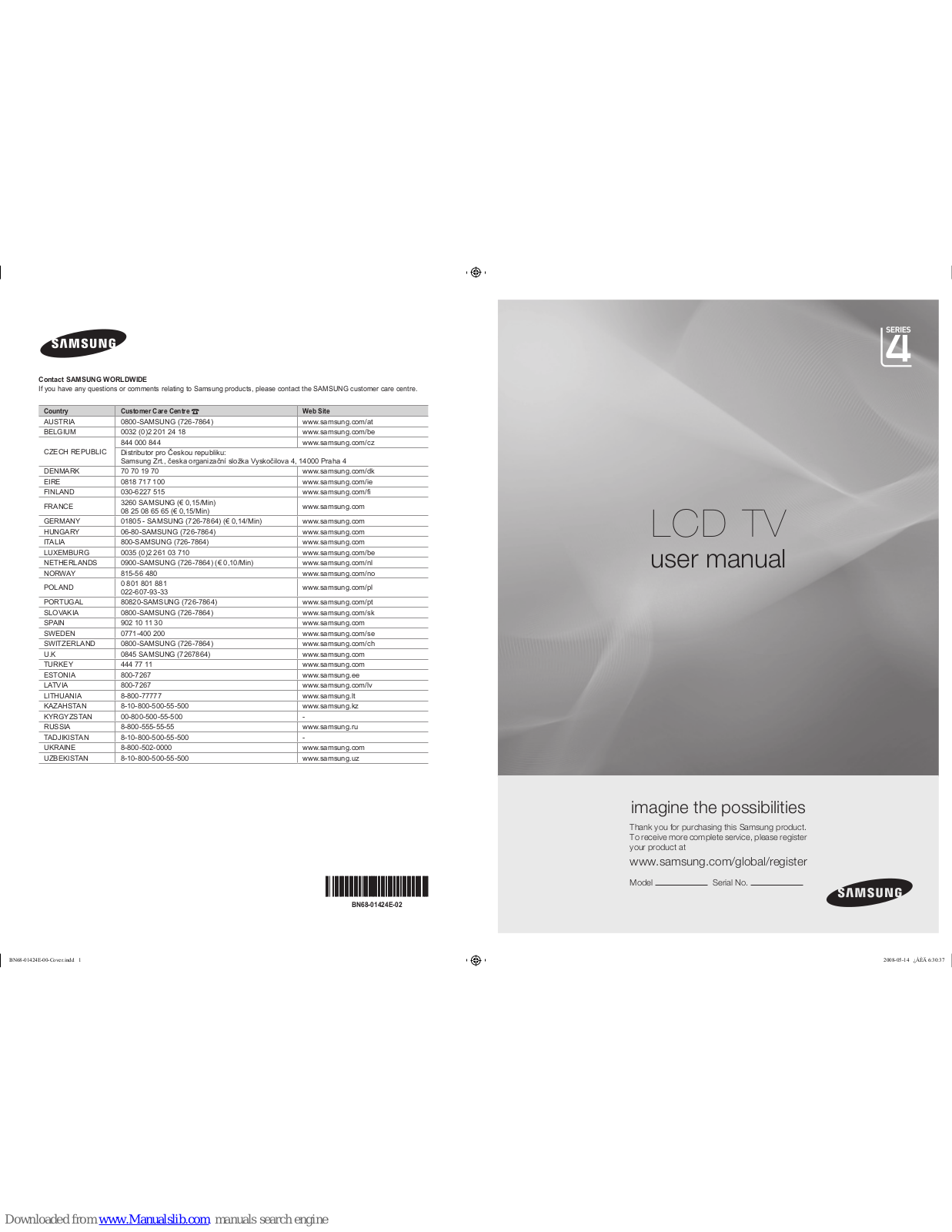 Samsung LE37A466C2M, LE32A465C1M, LE32A466C2M, LE40A465C1M, LE40A466C2M User Manual