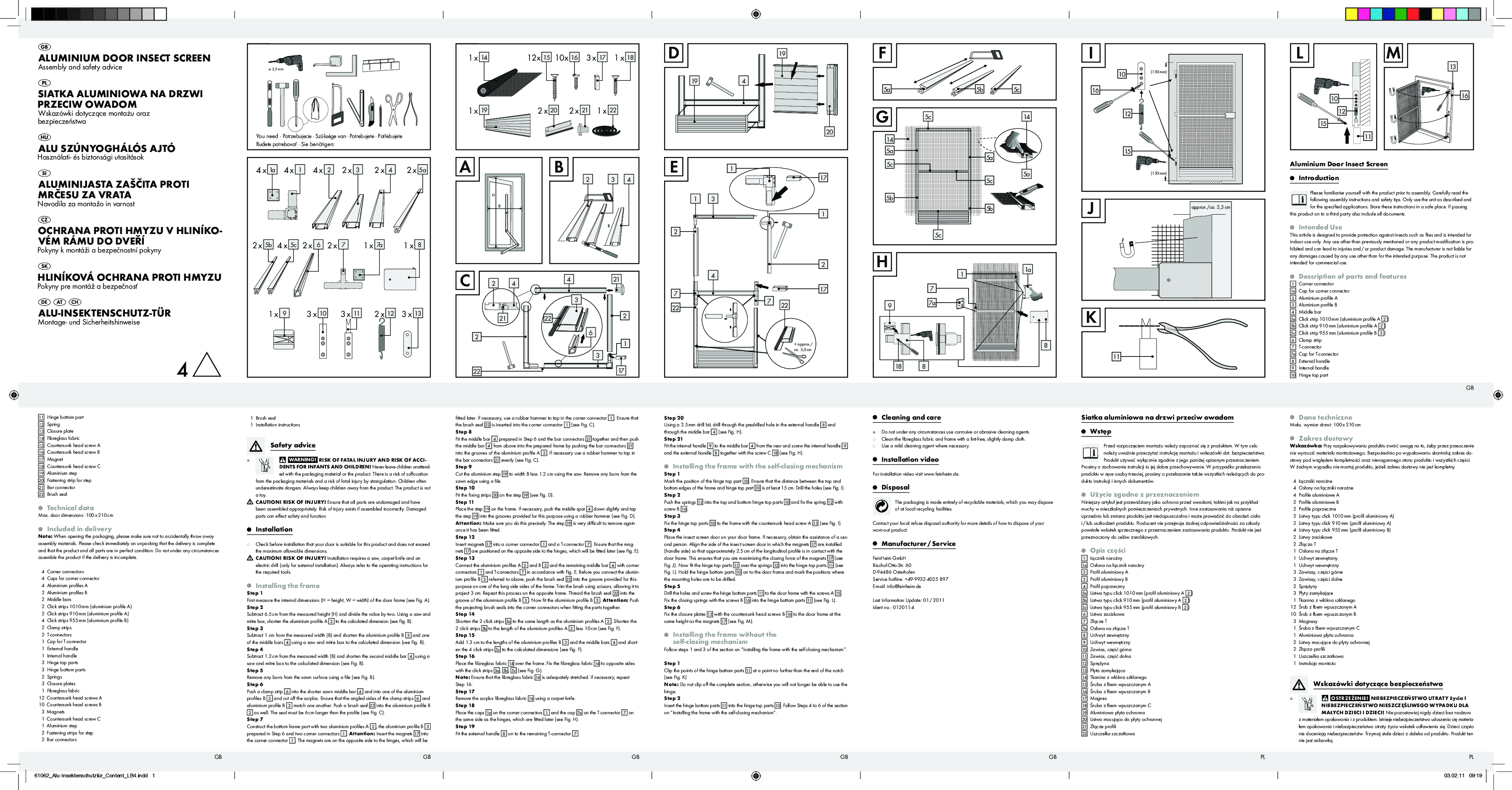 Powerfix Aluminium Door Insect Screen User Manual