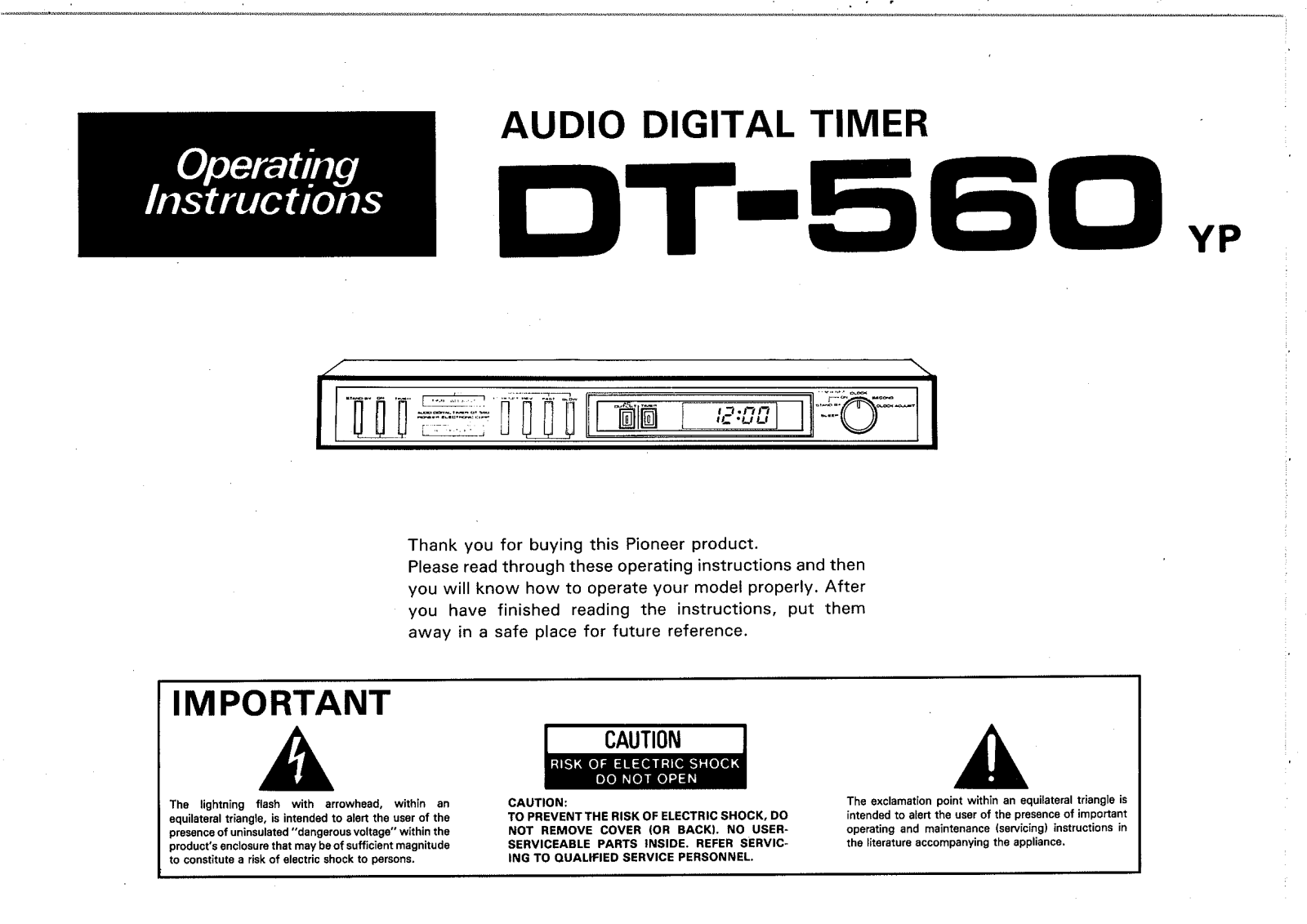 Pioneer DT-560 User Manual