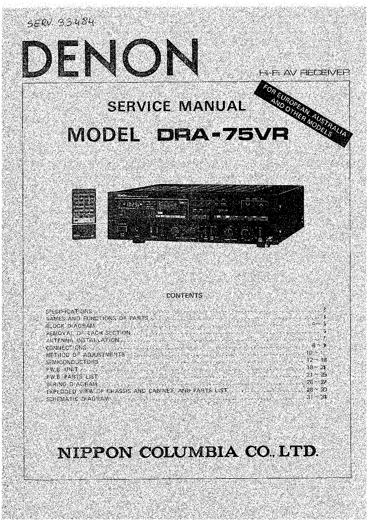 Denon DRA-75VR Service Manual