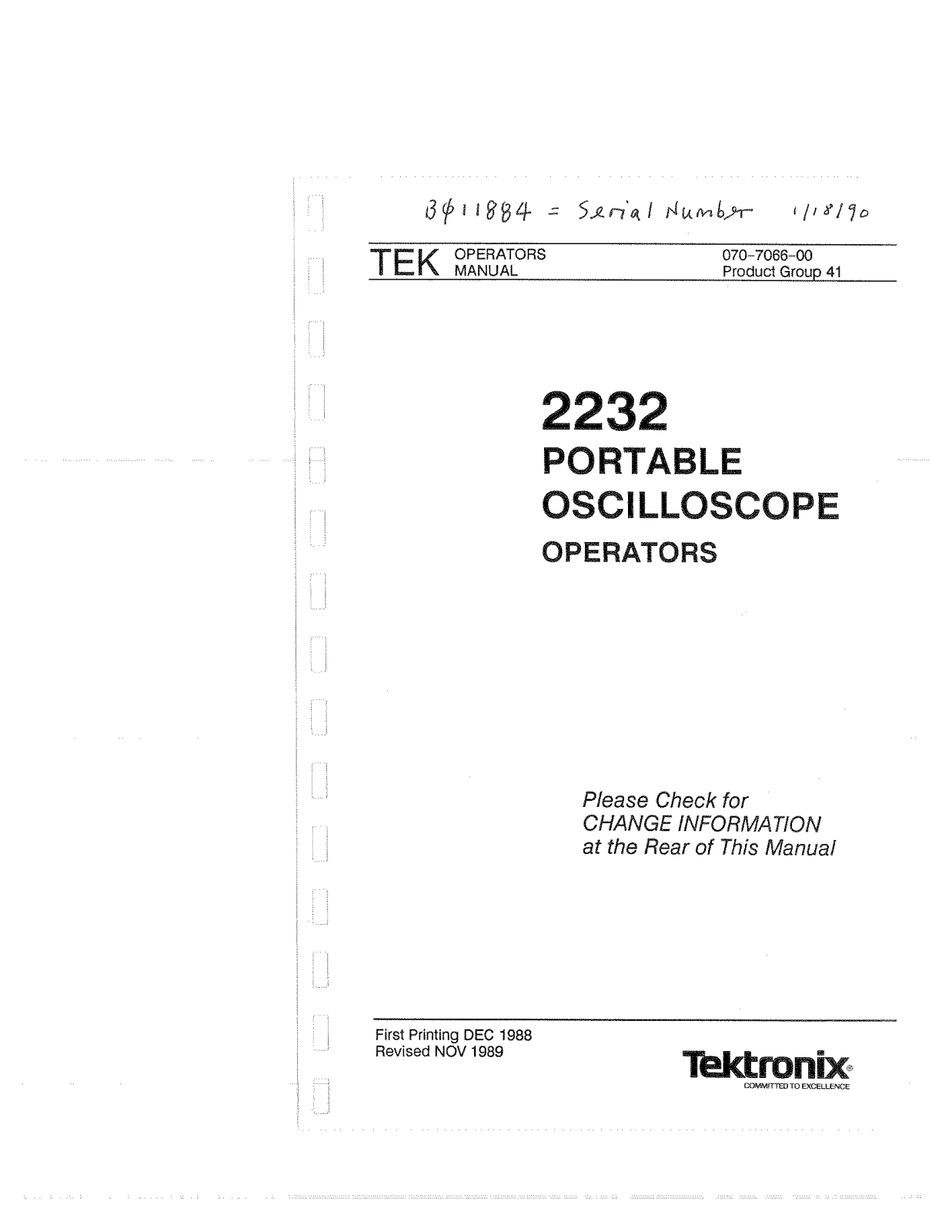 Tektronix 2232 User Manual