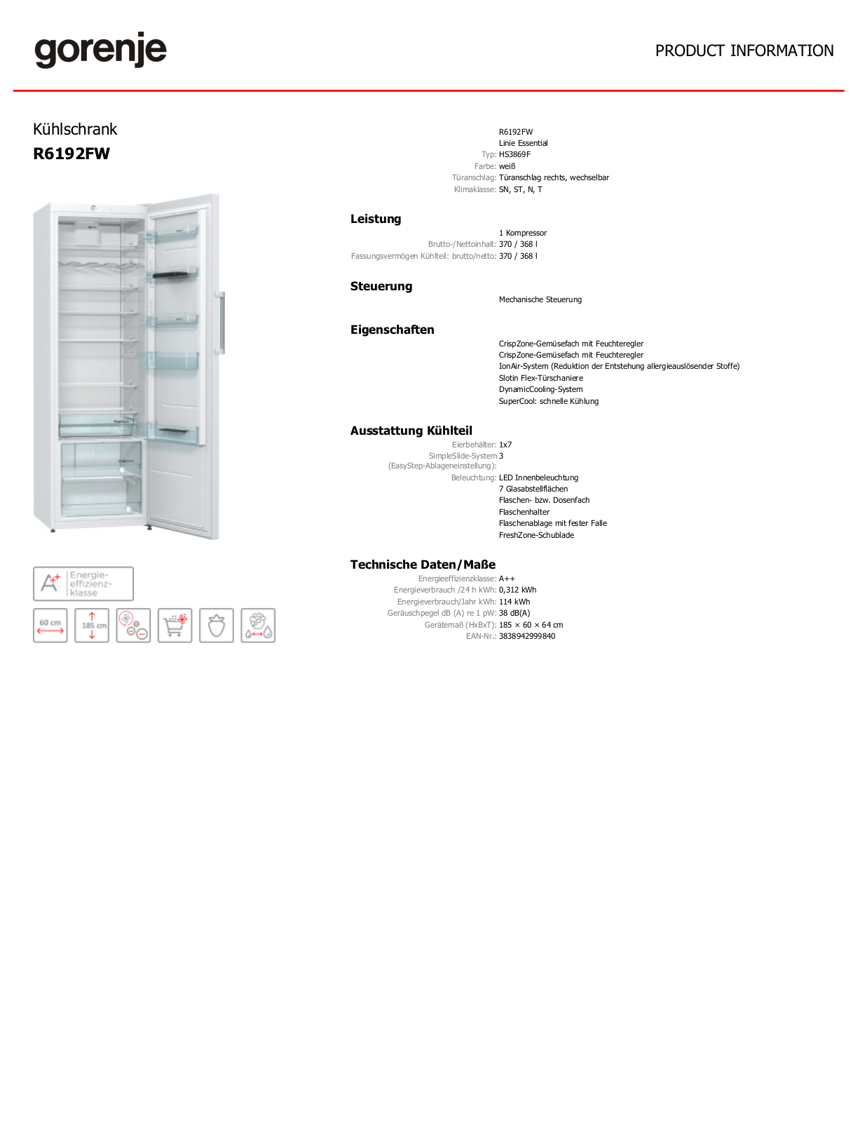 Gorenje R6192FW Service Manual