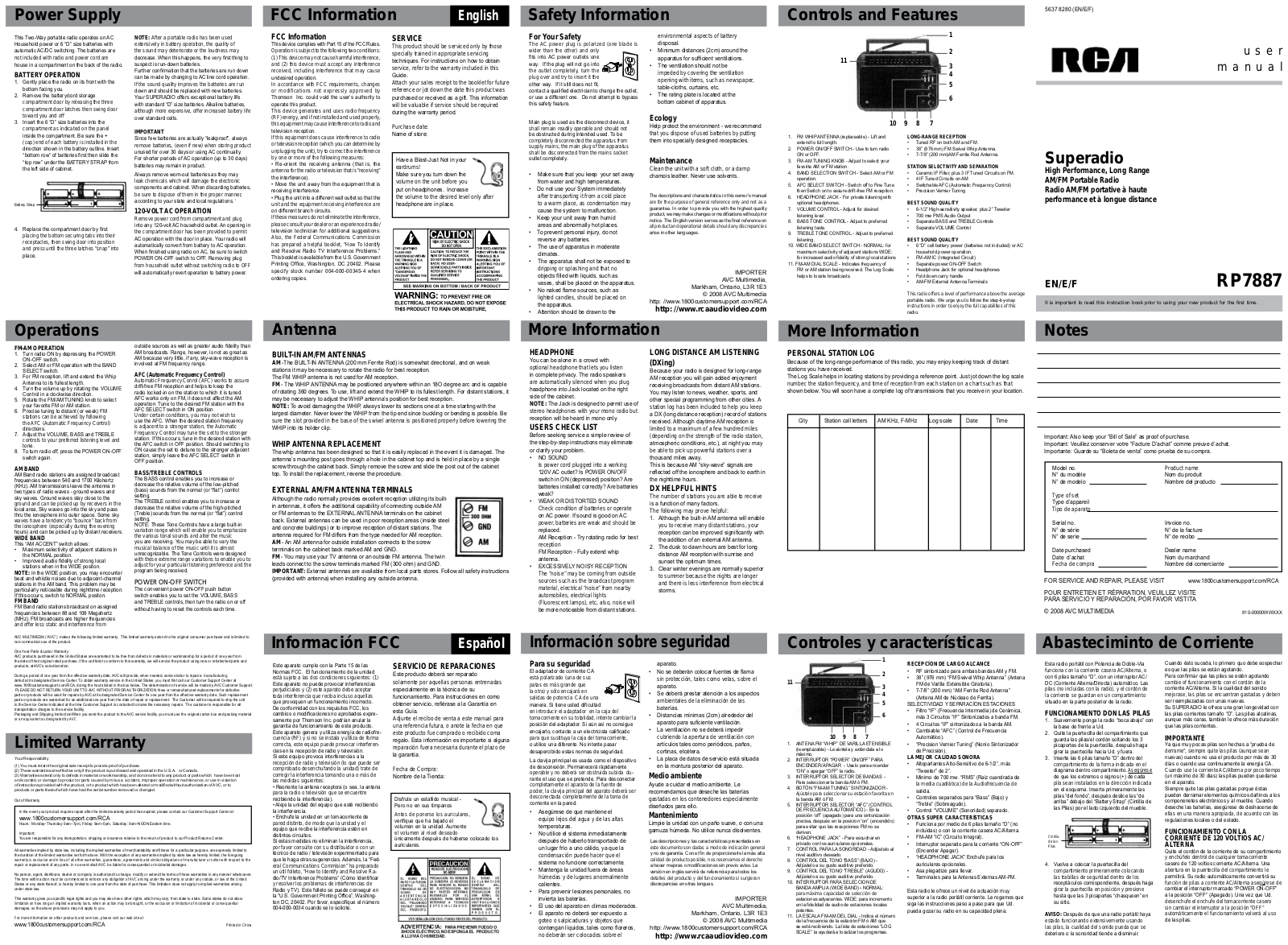 RCA RP7887 User Manual