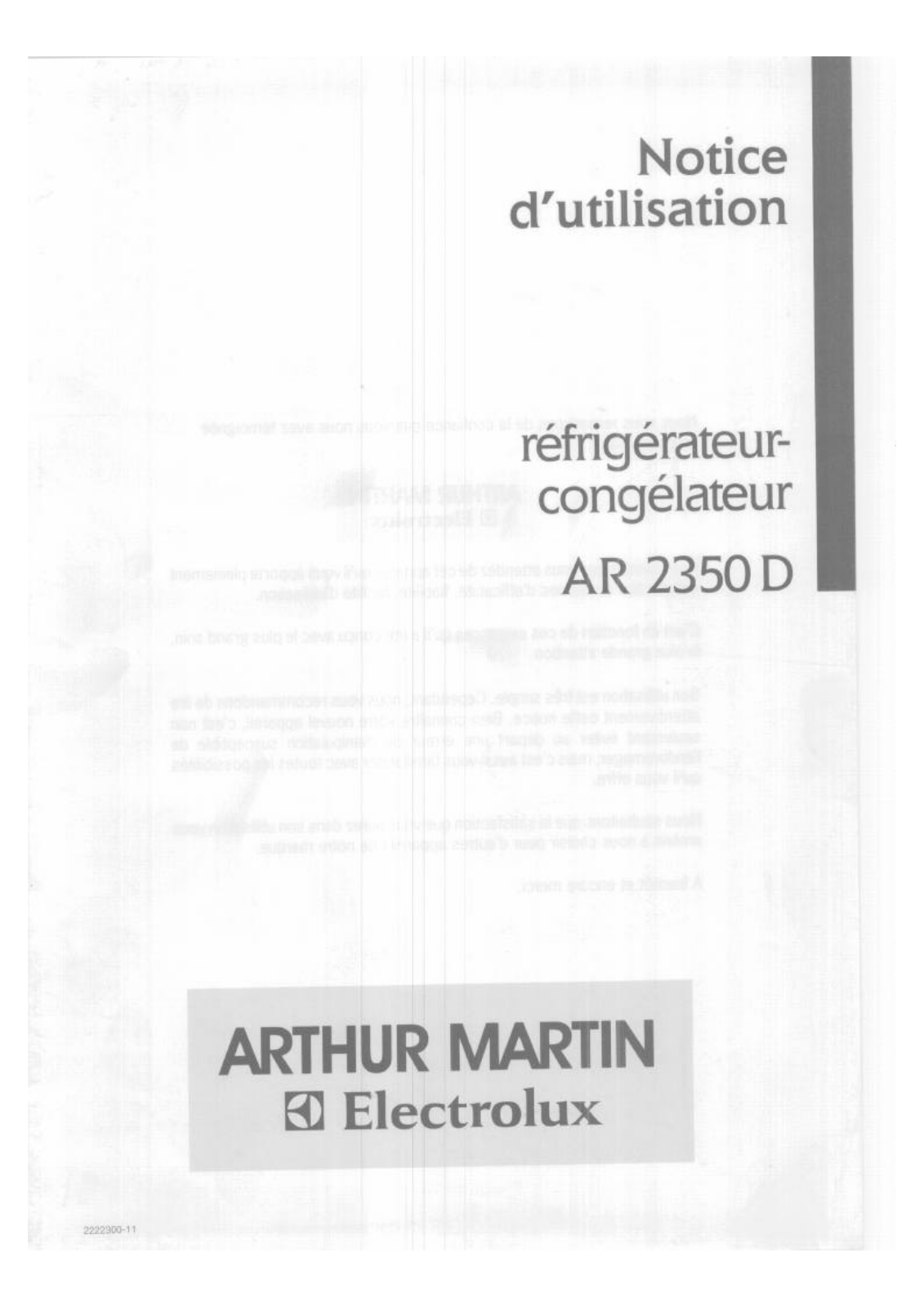 Arthur martin AR2350D User Manual