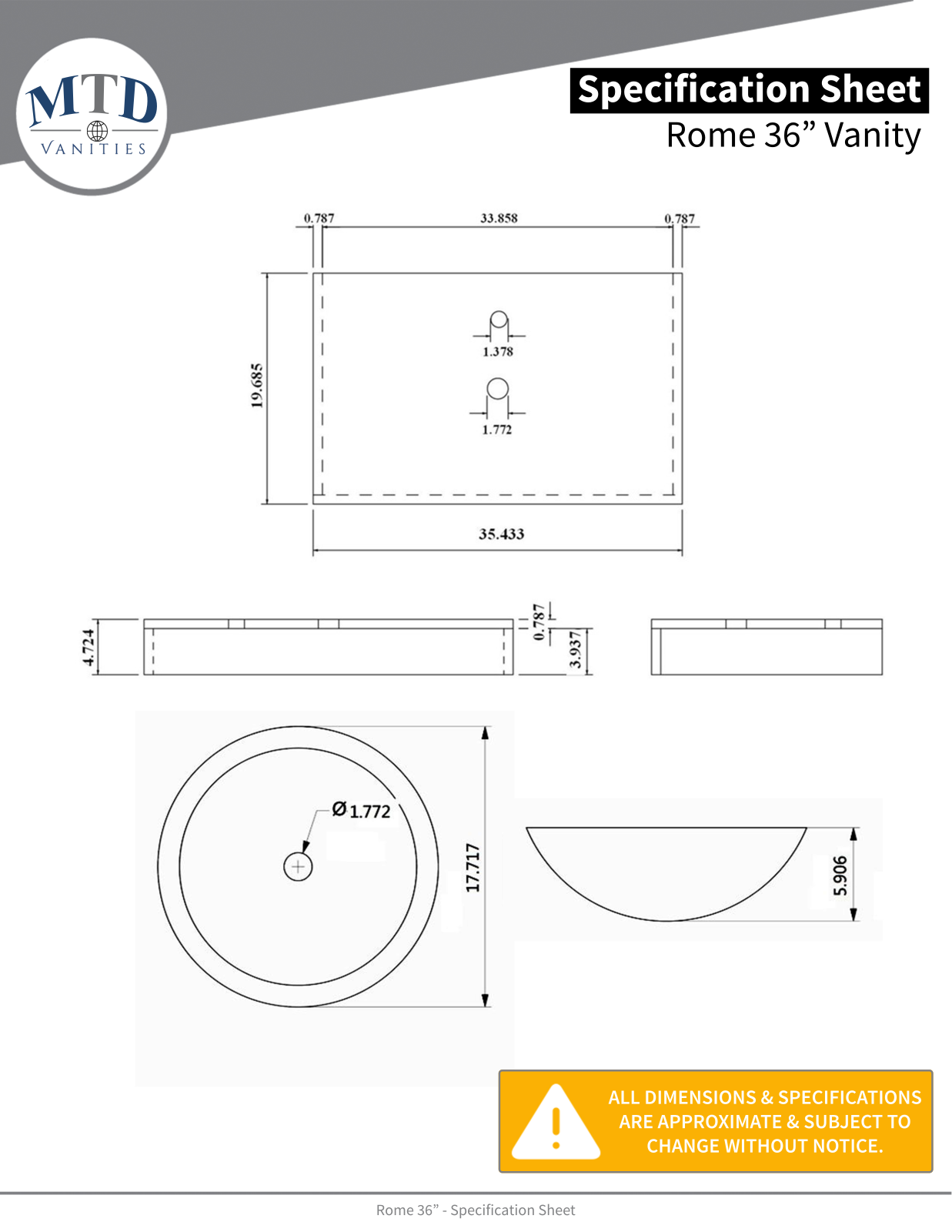 MTD Vanities MTVT1197 Dimensions - ManualMachine.com