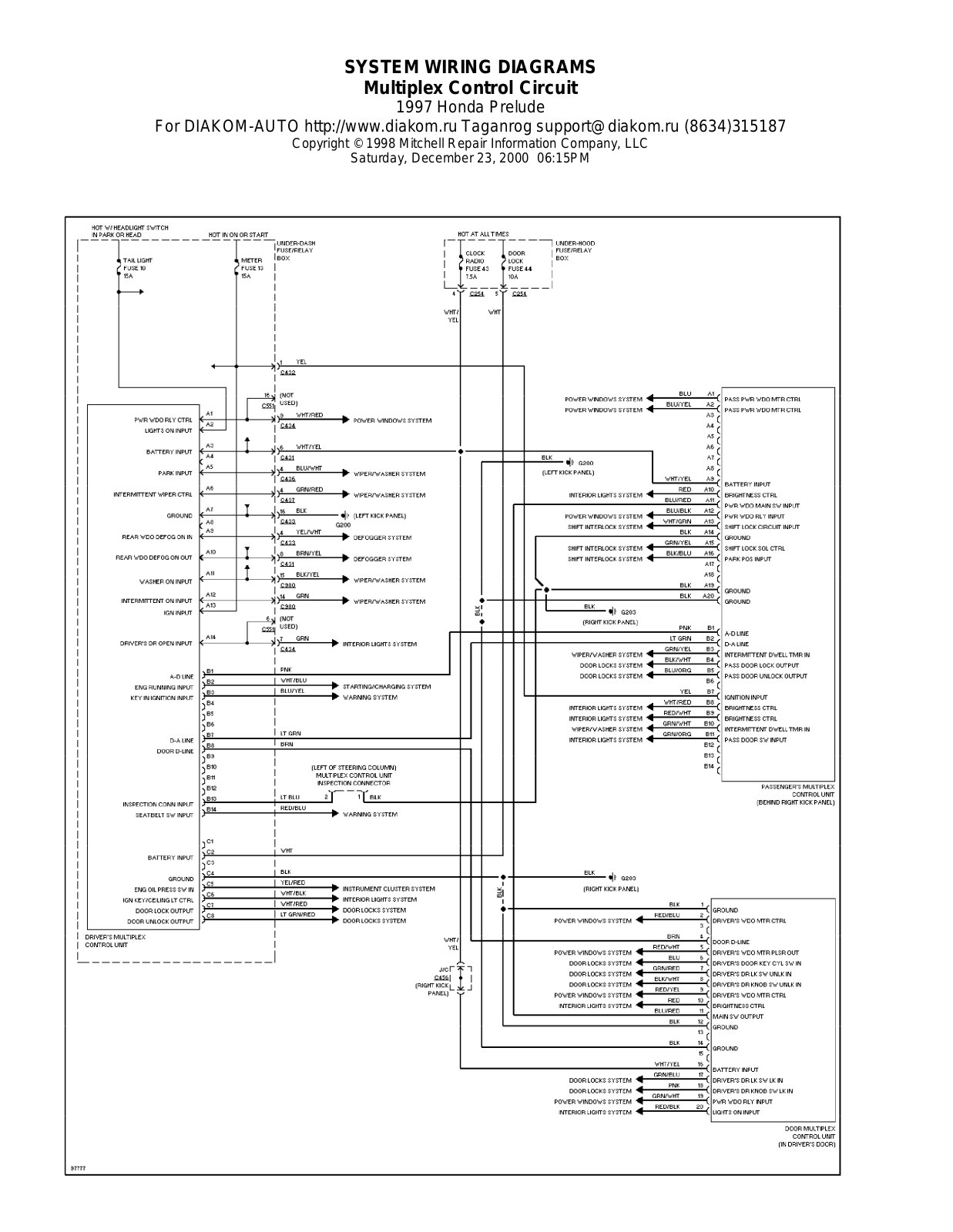 Honda Prelude 1997-1999 Wire Diagrams  17468