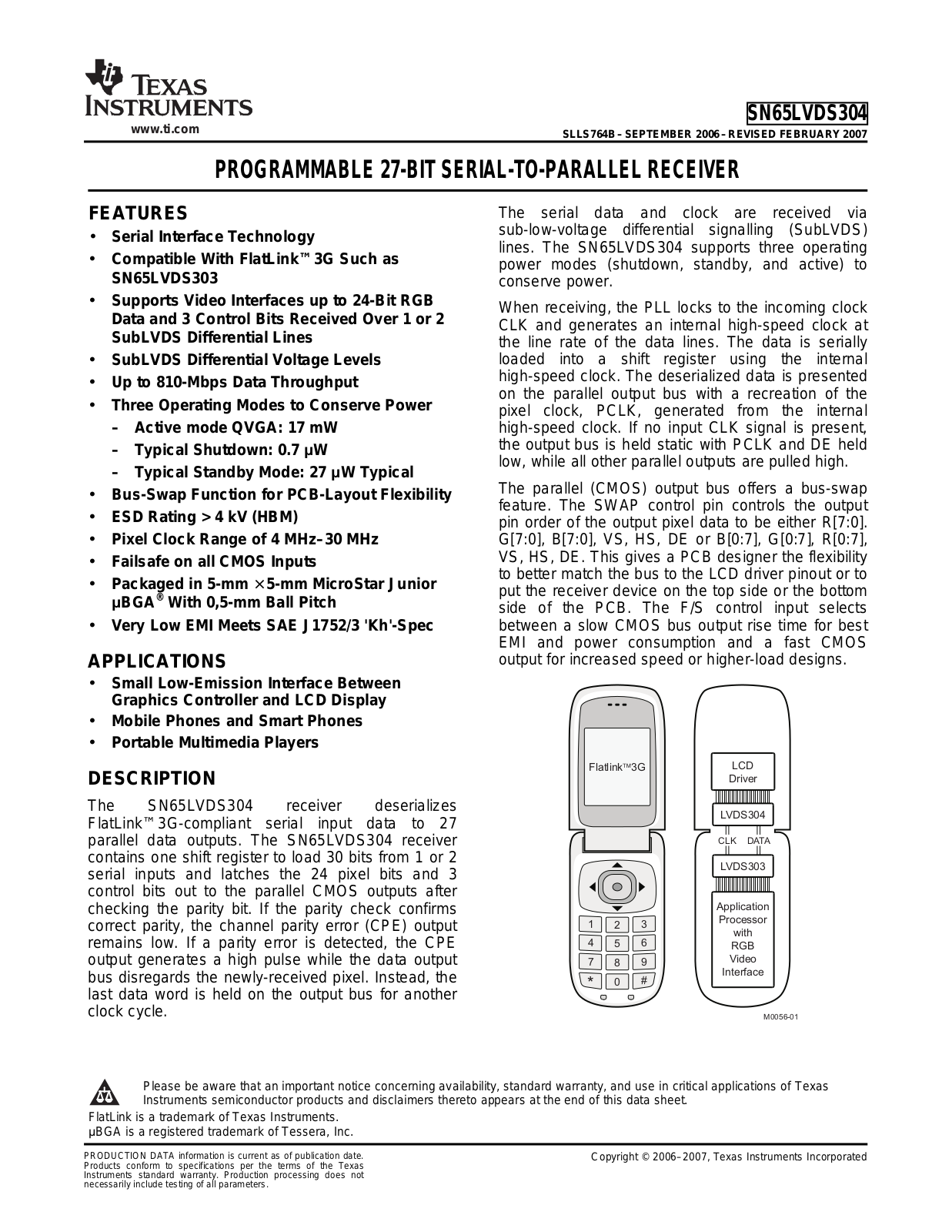 Texas Instruments SN65LVDS304, SN65LVDS304ZQER Datasheet