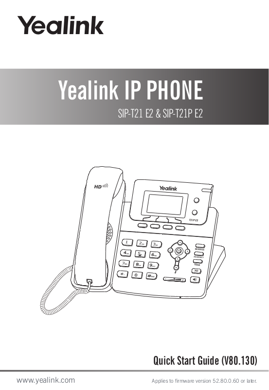 Yealink SIP-T21P E2, SIP-T21 E2 User Manual