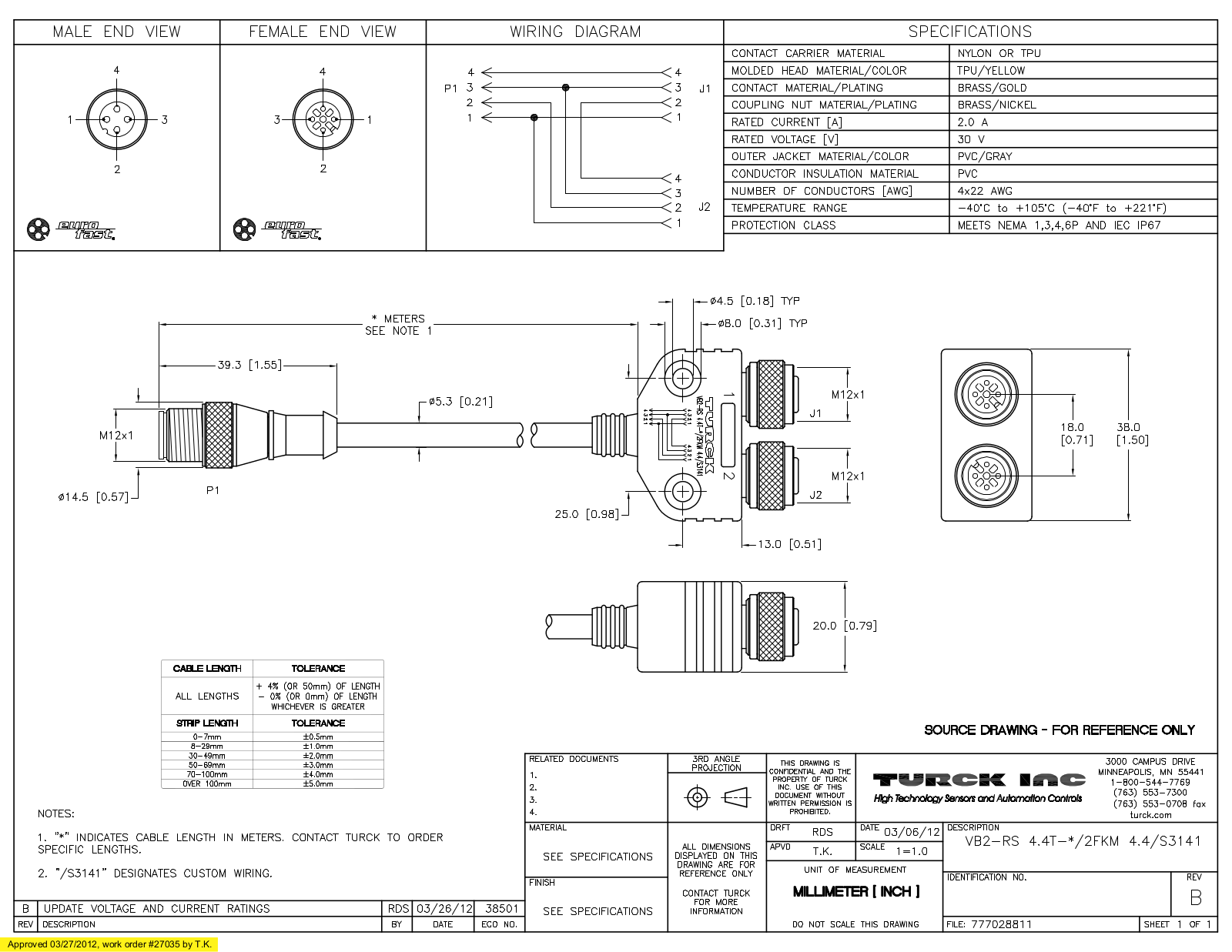 Turck VB2-RS4.4T-1/2FKM4.4S3141 Specification Sheet