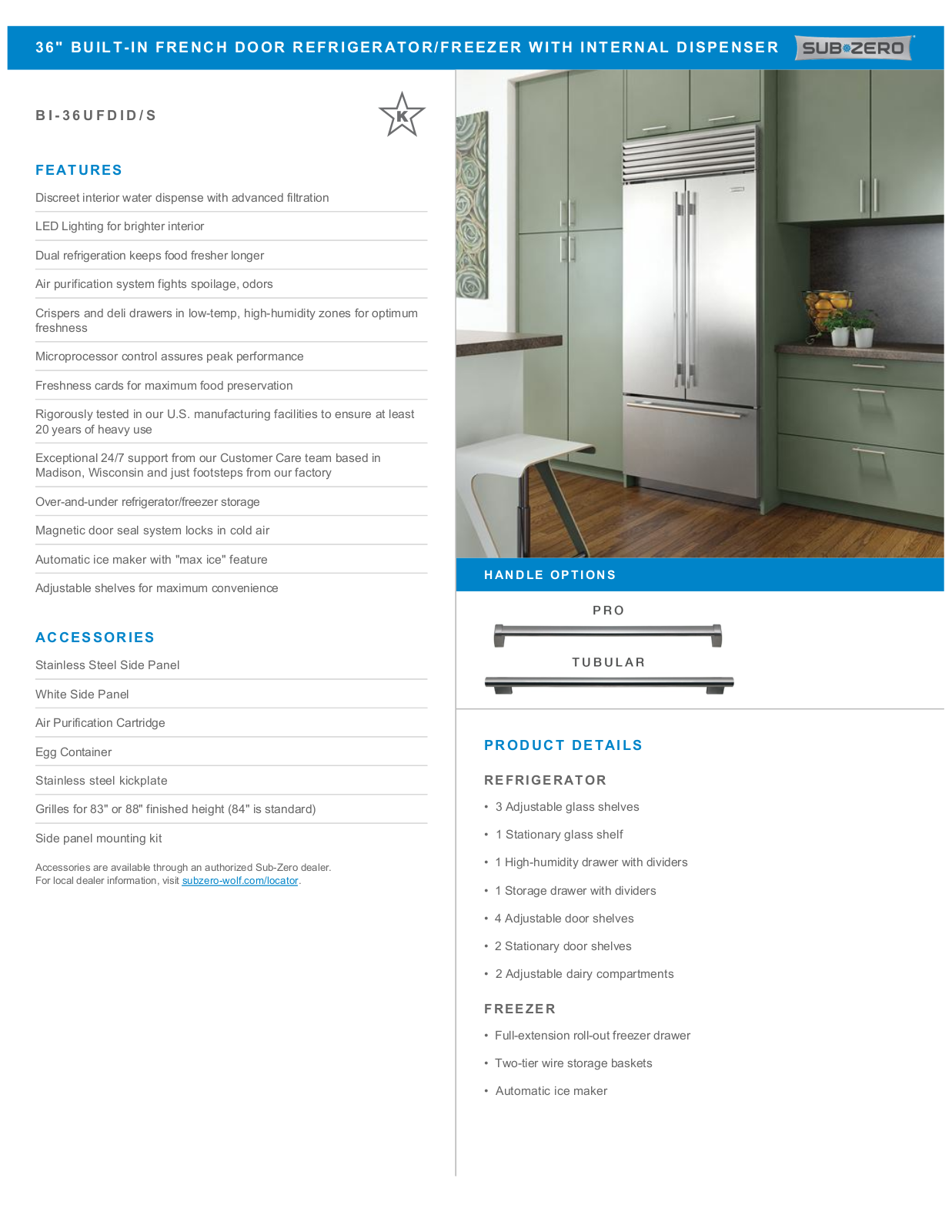 Sub-Zero BI36UFDIDSPH, BI36UFDIDSTH Specification Sheet