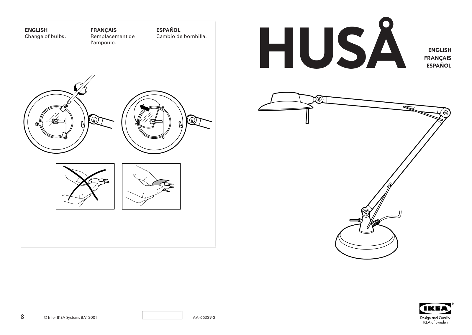 IKEA HUSÅ WORK LAMP User Manual