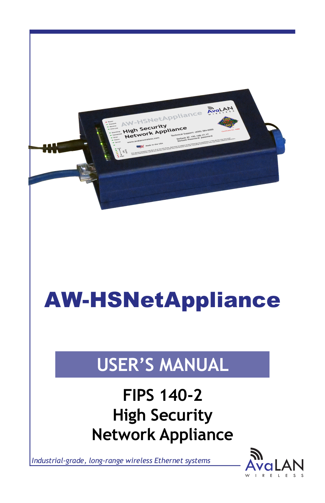 AvaLAN Wireless AW-HSNetAppliance User Manual