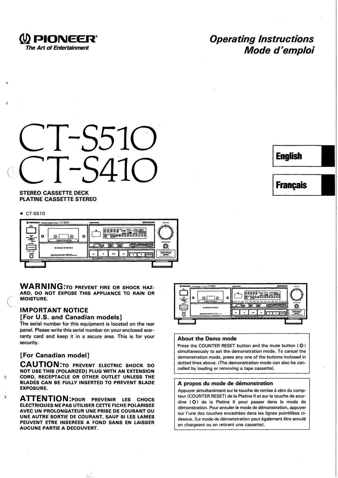 Pioneer CTS-410, CTS-510 Owners manual