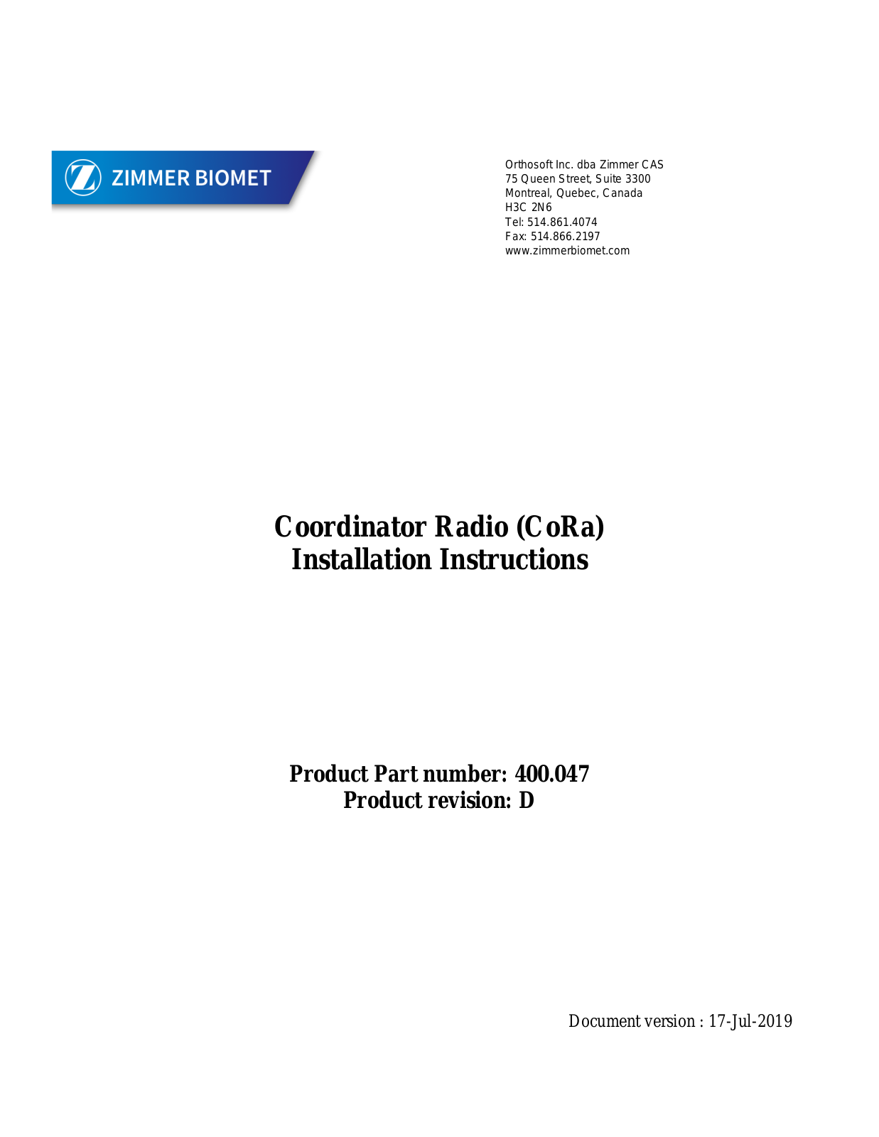 Orthosoft CORA Users manual - ManualMachine.com