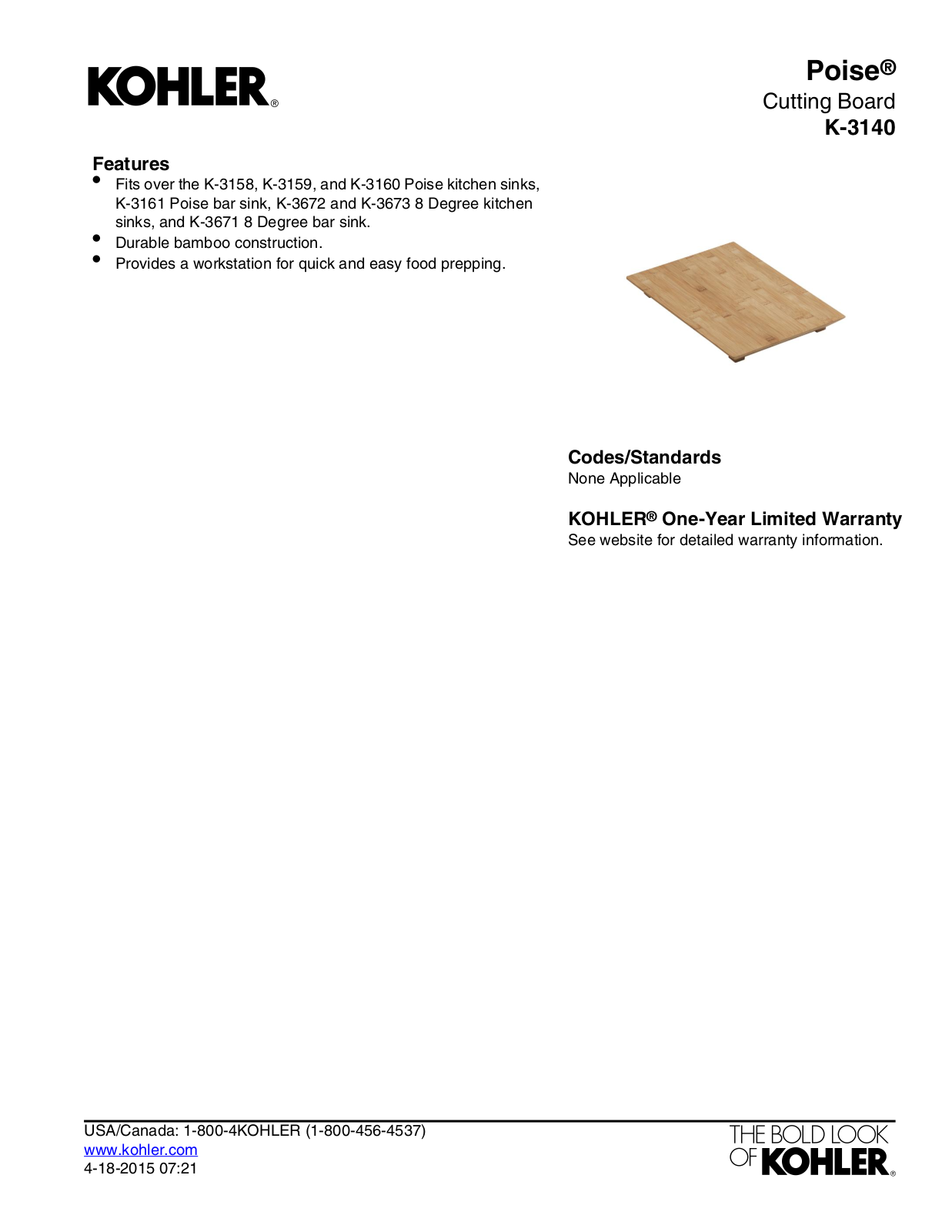 Kohler KOH2794 Specifications - ManualMachine.com
