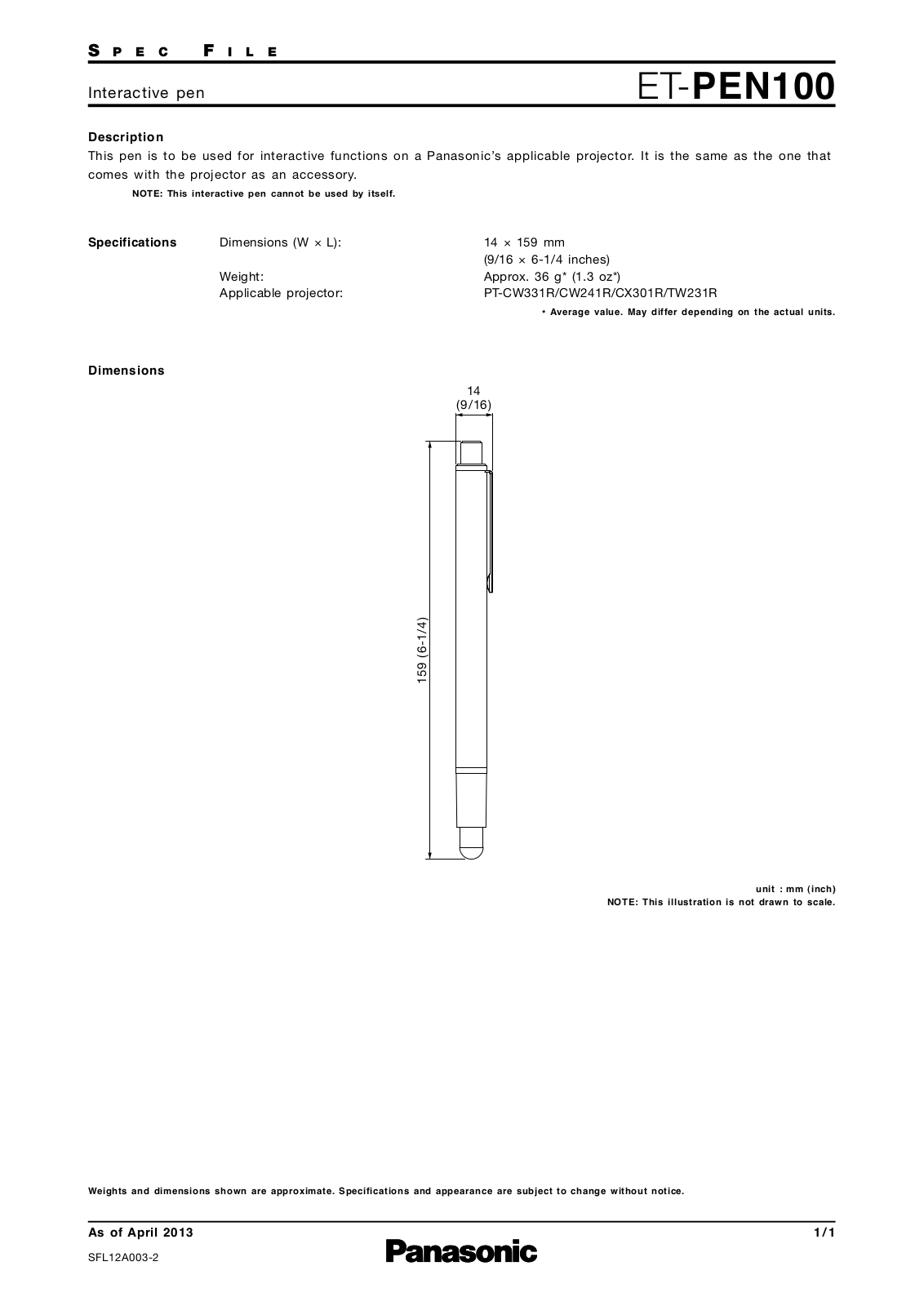 Panasonic ET-PEN100 User Manual