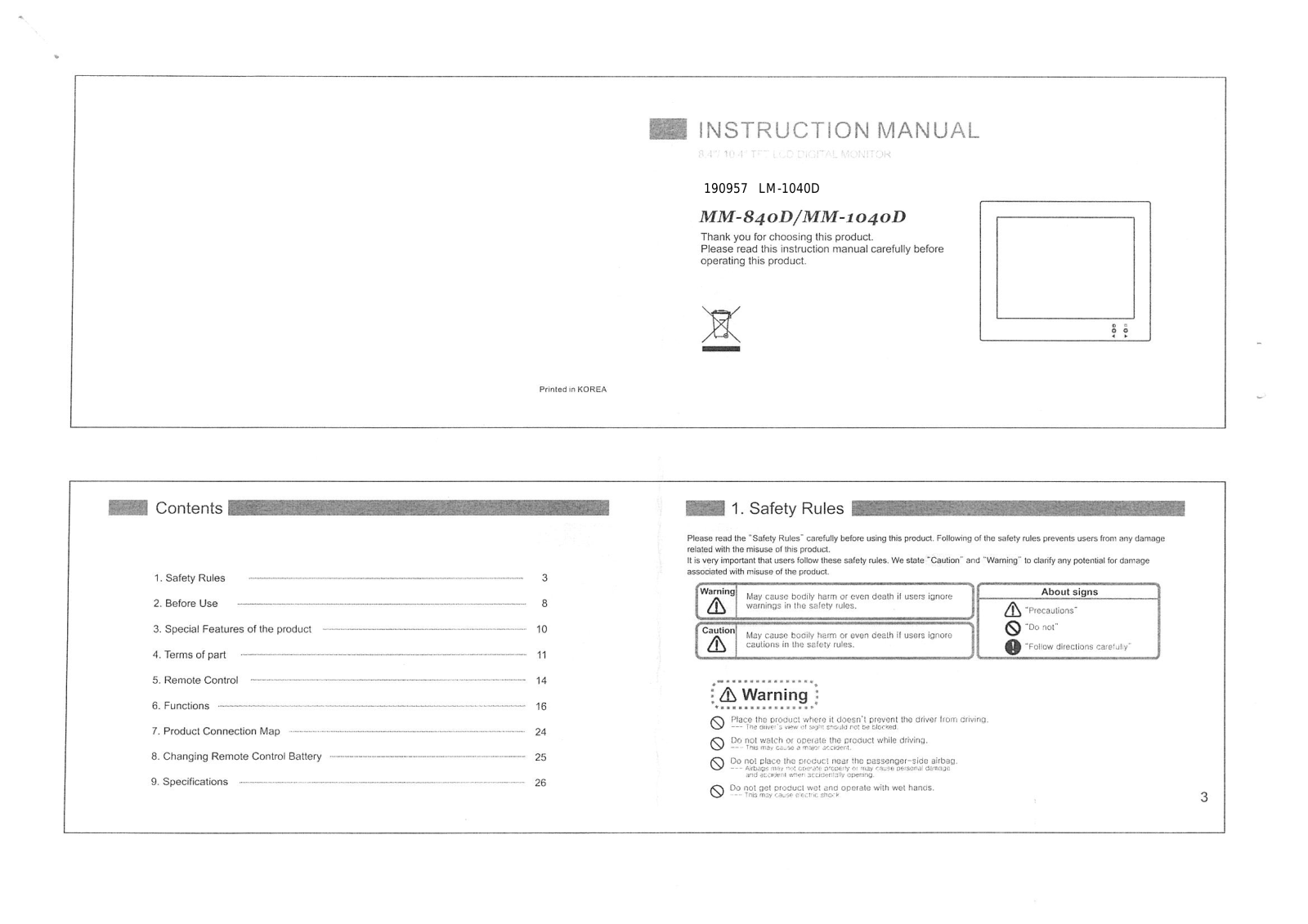 Camos MM-840D, MM-1040D User manual