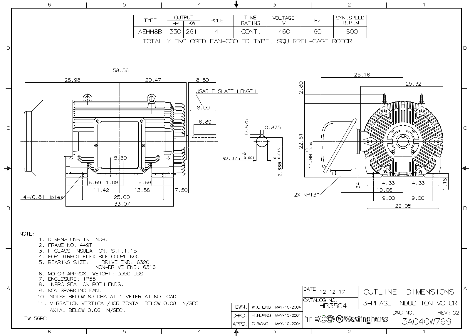 Teco HB3504 Reference Drawing