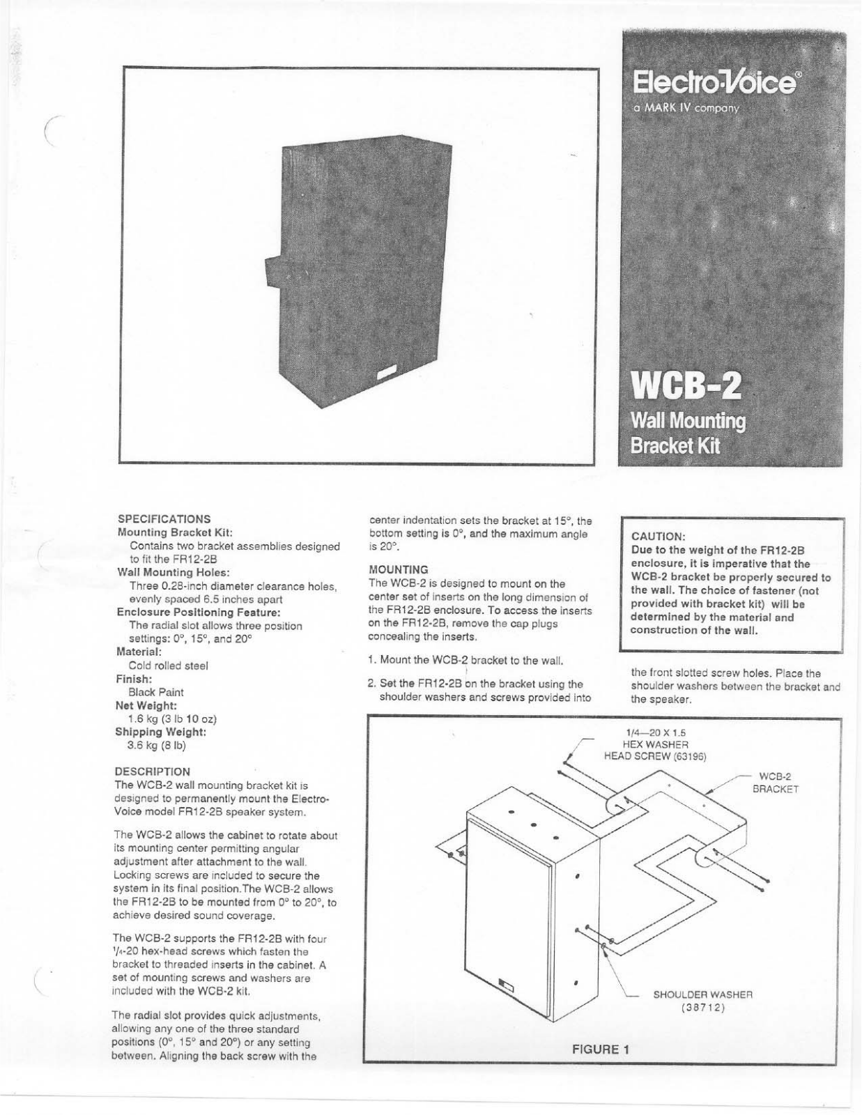 Electro-voice WCB-2 DATASHEET