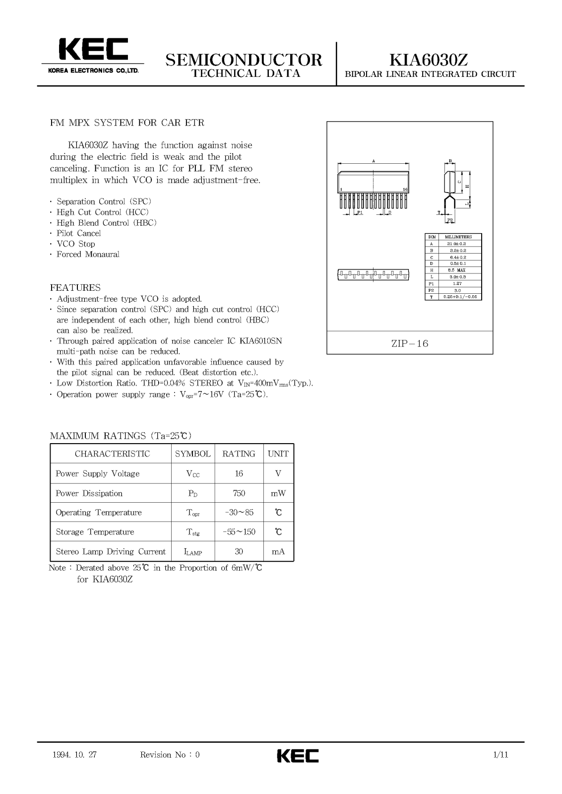 KEC KIA6030Z Datasheet