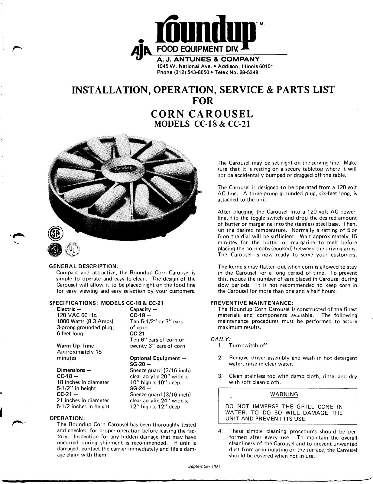 Antunes CC-18 Service Manual