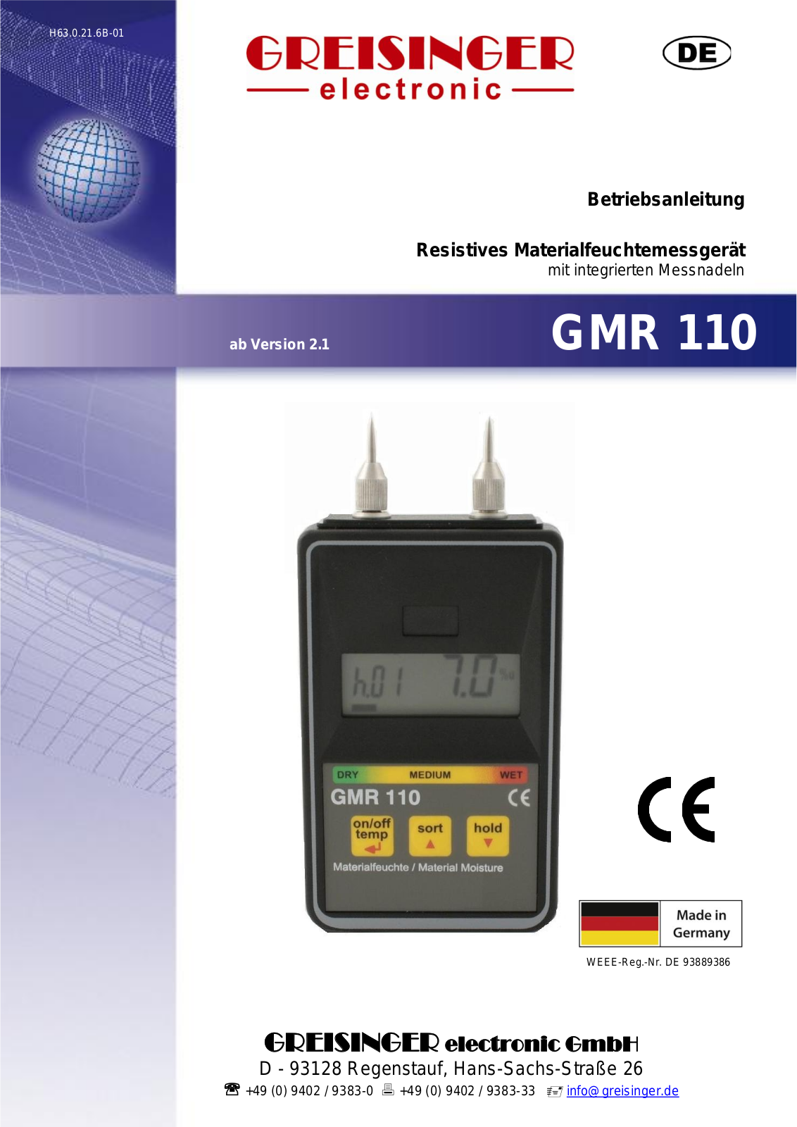 Greisinger GMK 110 User guide