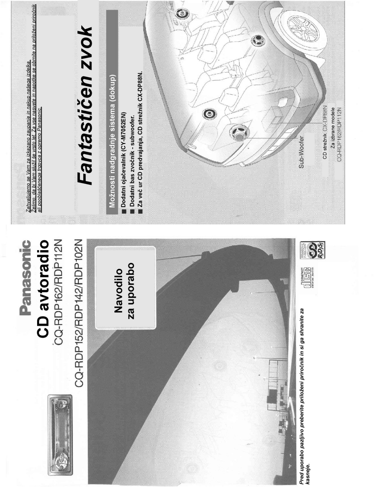 Panasonic CQ-RDP162N, CQ-RDP112N, CQ-RDP142N, CQ-RDP152N, CQ-RDP102N User Manual