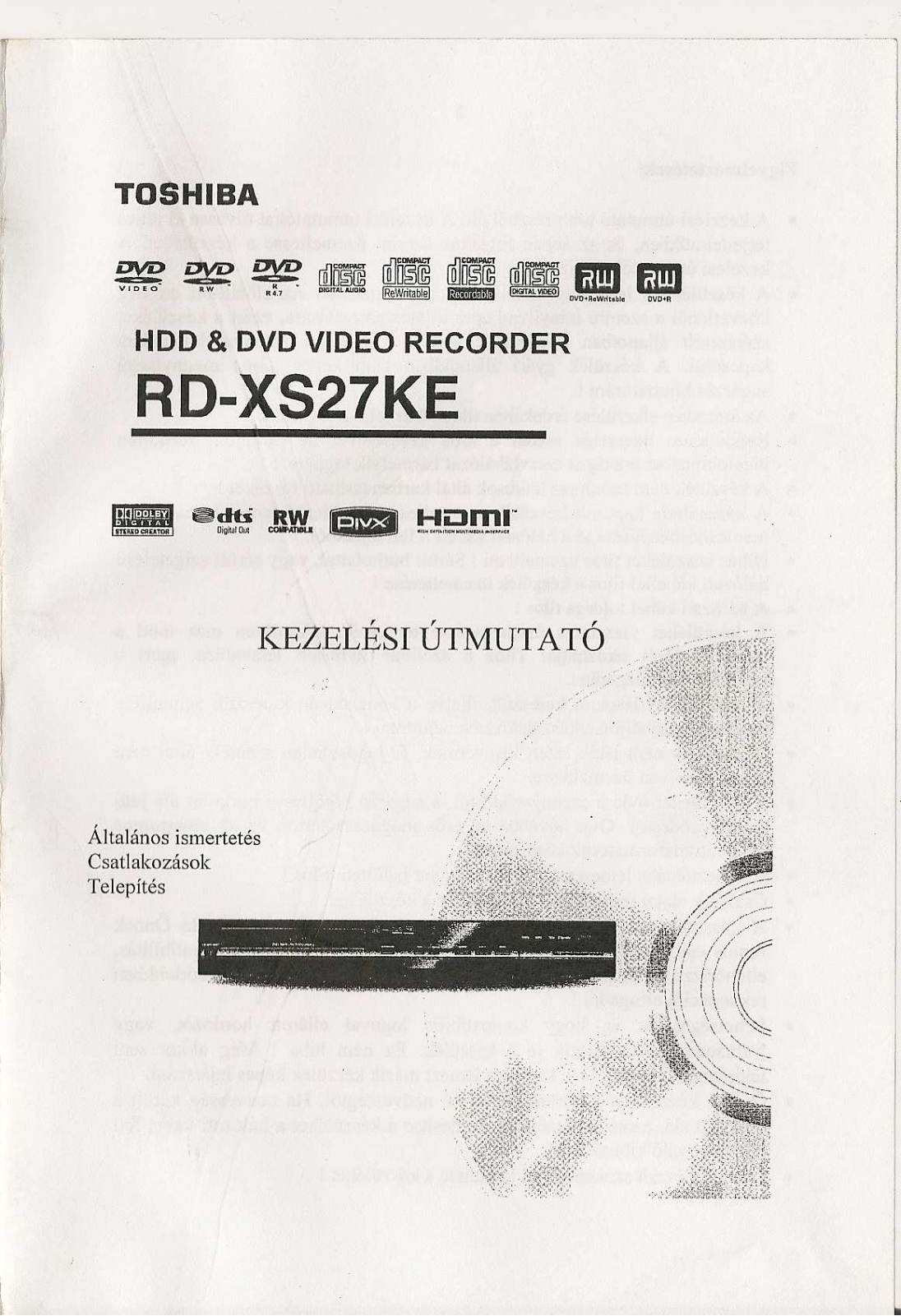 Toshiba RD-XS27KE User Manual